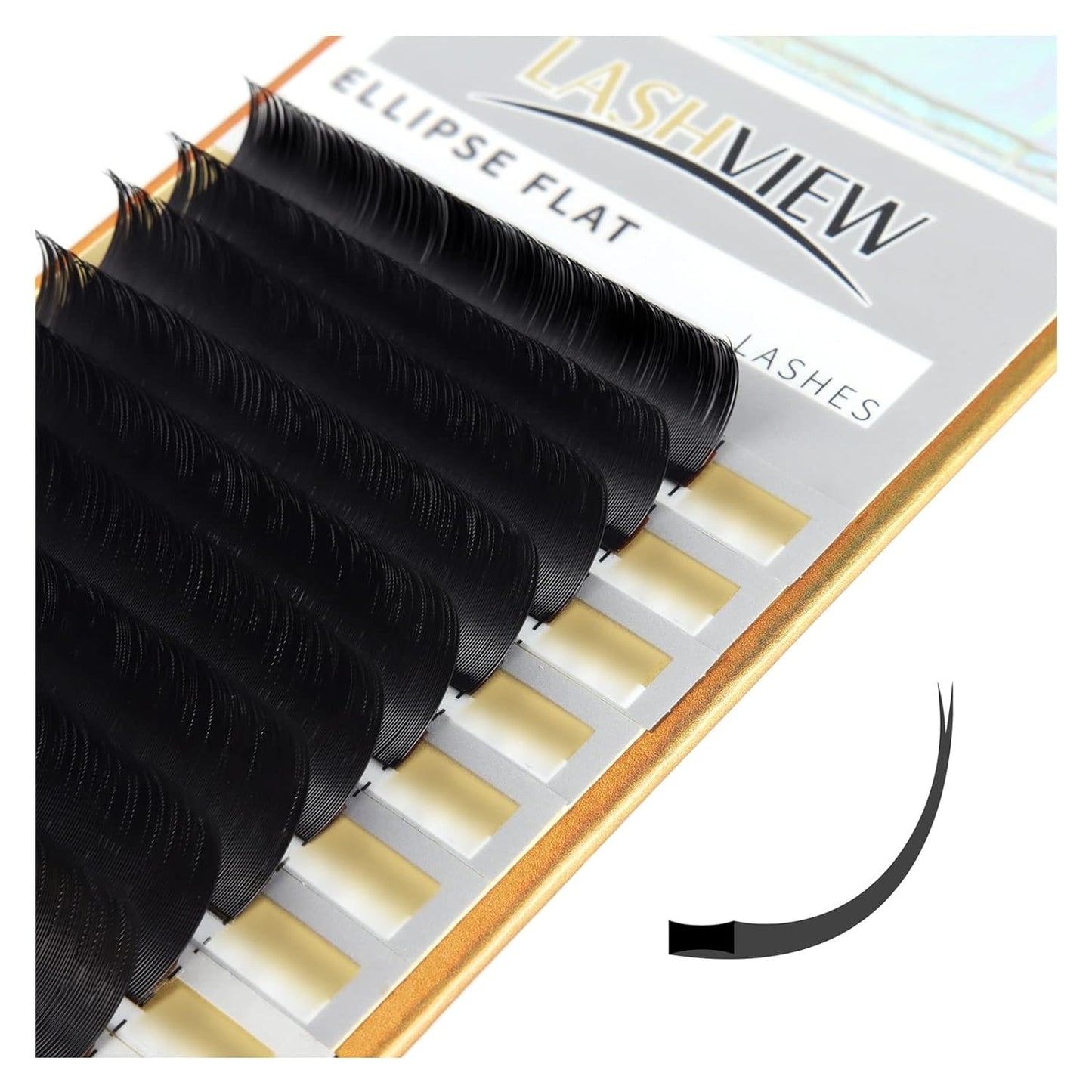 LASHVIEW Flat Eyelash Extension 0.15mm D Curl 11mm Ellipse Eyelash Extensions Eyelashes Lashes Extension Flat Lash Extension Salon Use Lashes Extensions Black False Lashes