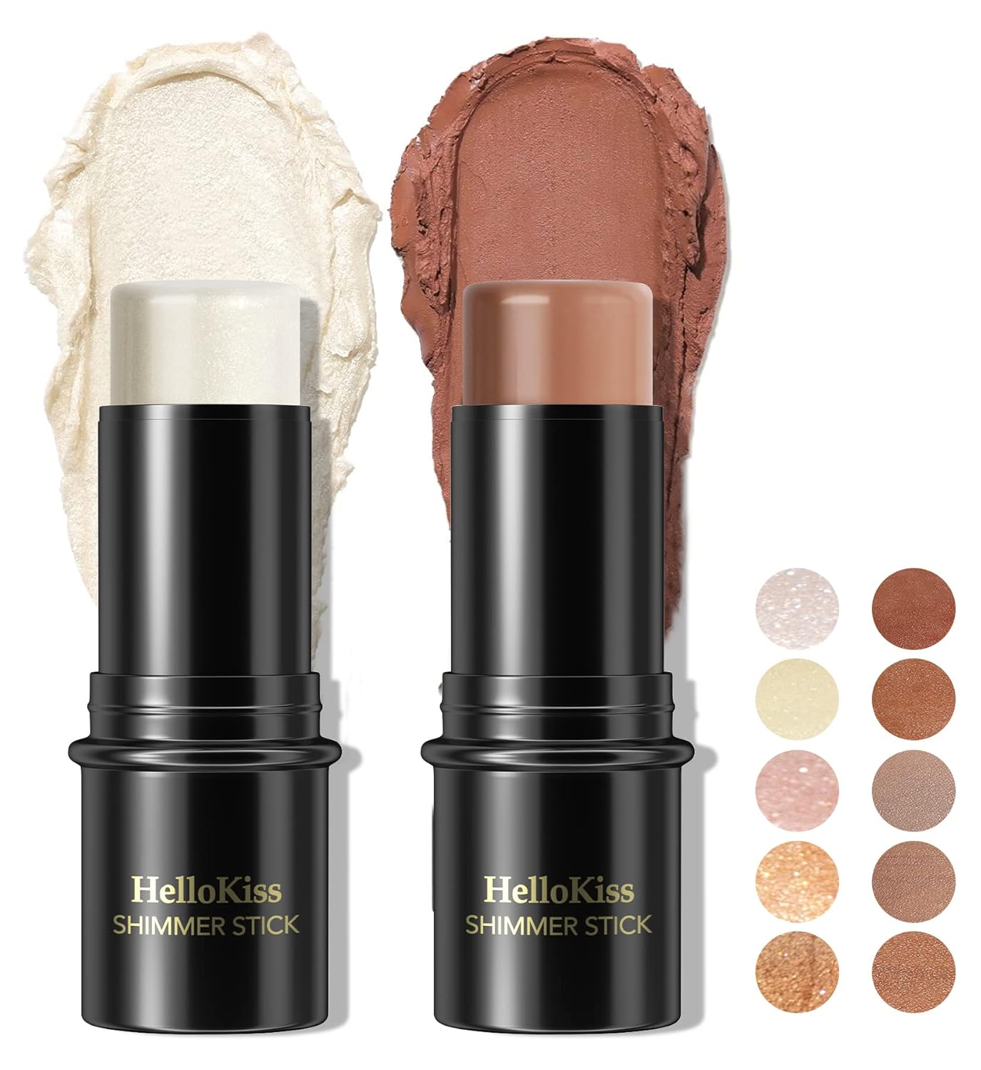 POPMISOLER 2 pcs Makeup Highlighter Stick & Cream Contour Stick, Natural Face Bronzer Stick Cool Toned Contour Kit for Beginners Waterproof Shimmer Highlight Stick, Brightening Foundation Stick