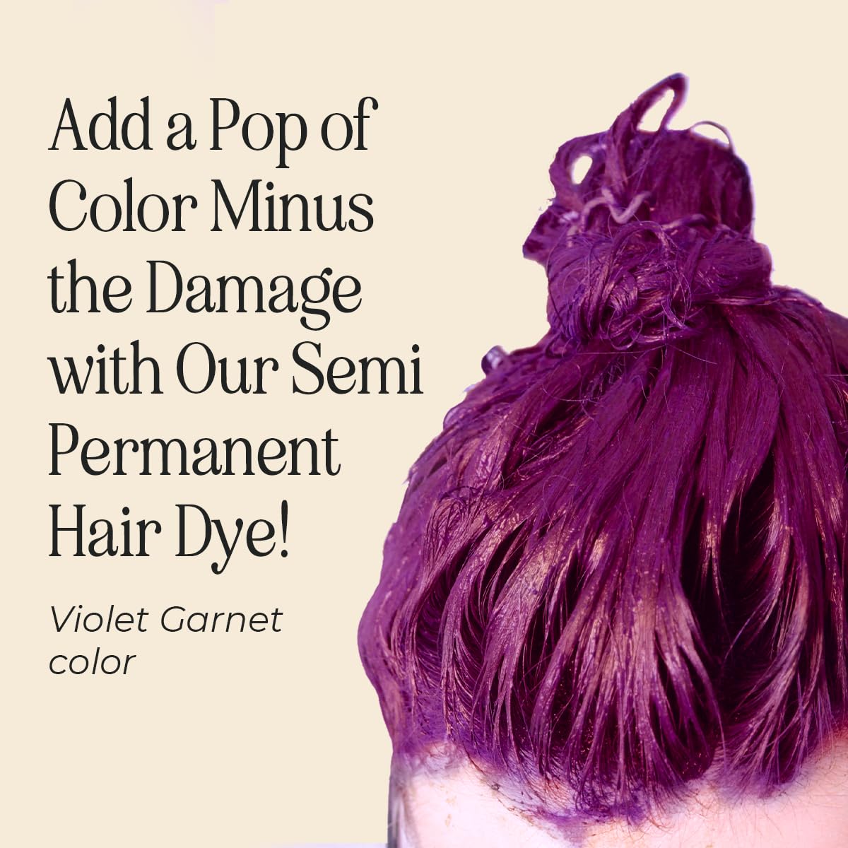 INH Semi Permanent Hair Color | Color Depositing Conditioner | Garnet Violet Hair Dye | No Bleach & No Peroxide Temporary Tint for Women & Men | Vegan, Ammonia Free, & Sulfate Free | Ready to Use, 6oz