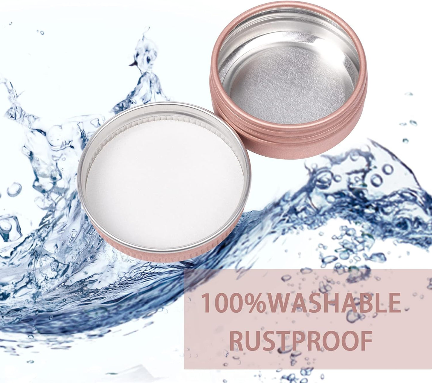 0.5 oz Screw Top Aluminum Tin Jar with Screw Lid and Blank Labels (Rose Gold - Pack of 32)