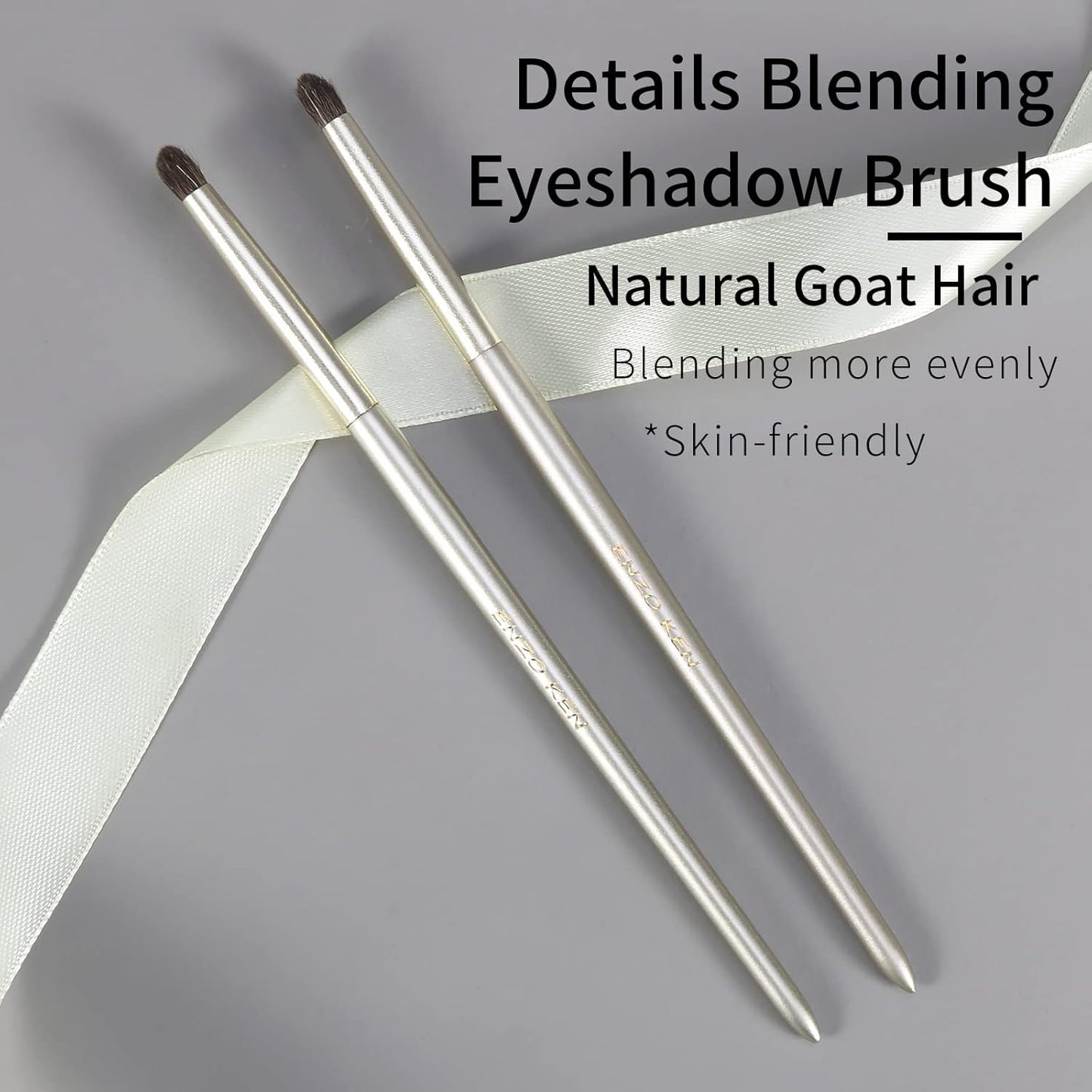 Natural Pony Hair Eye Shadow Brush, ENZO KEN Small Detail Eyeshadow Brush, Detailing Eye Shadow Brush, Mini Eye Smudge Brush, Corner Eyeshadow Brush, Eye Brushes, Eyeshadow Blending Brush. Gold, E204S