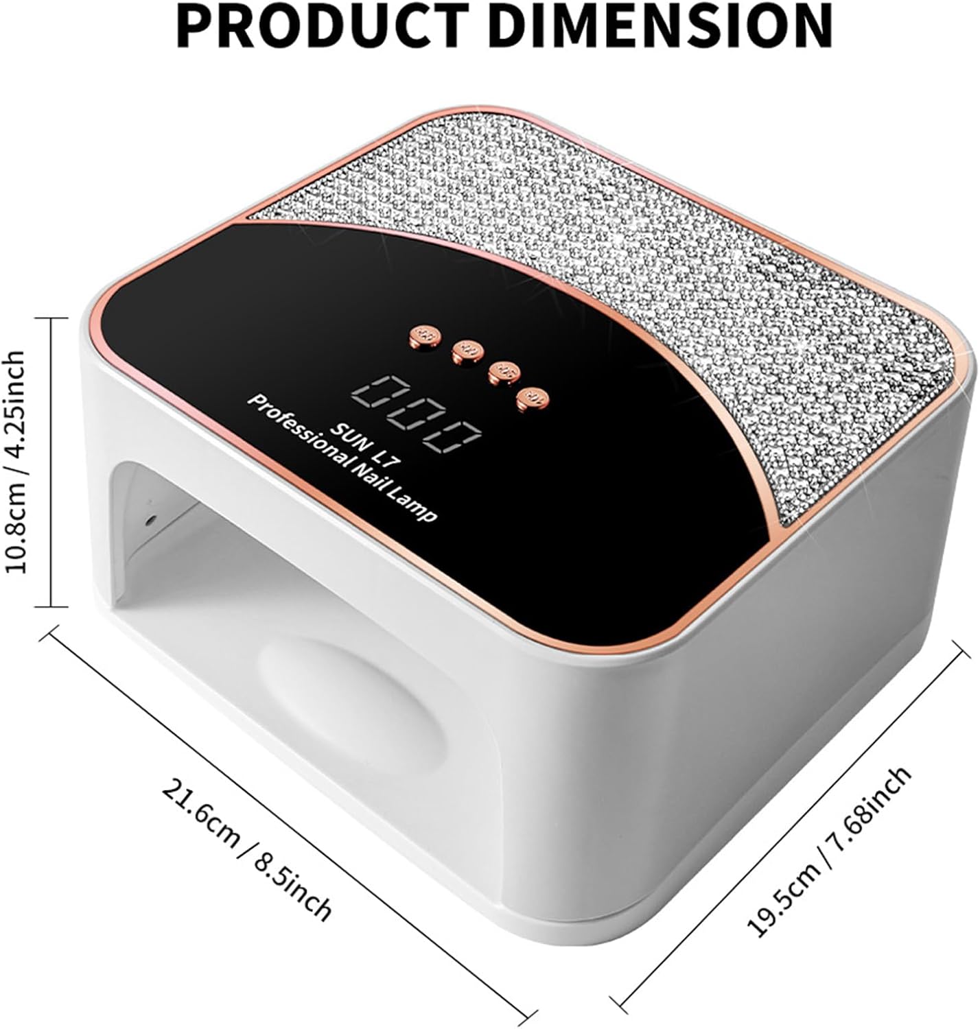 268W UV LED Nail Lamp, Gel Nail Light for Nail Polish UV Dryer with 4 Timers Professional Fast Curing Lamp Nail Art Tools with Rhinestone