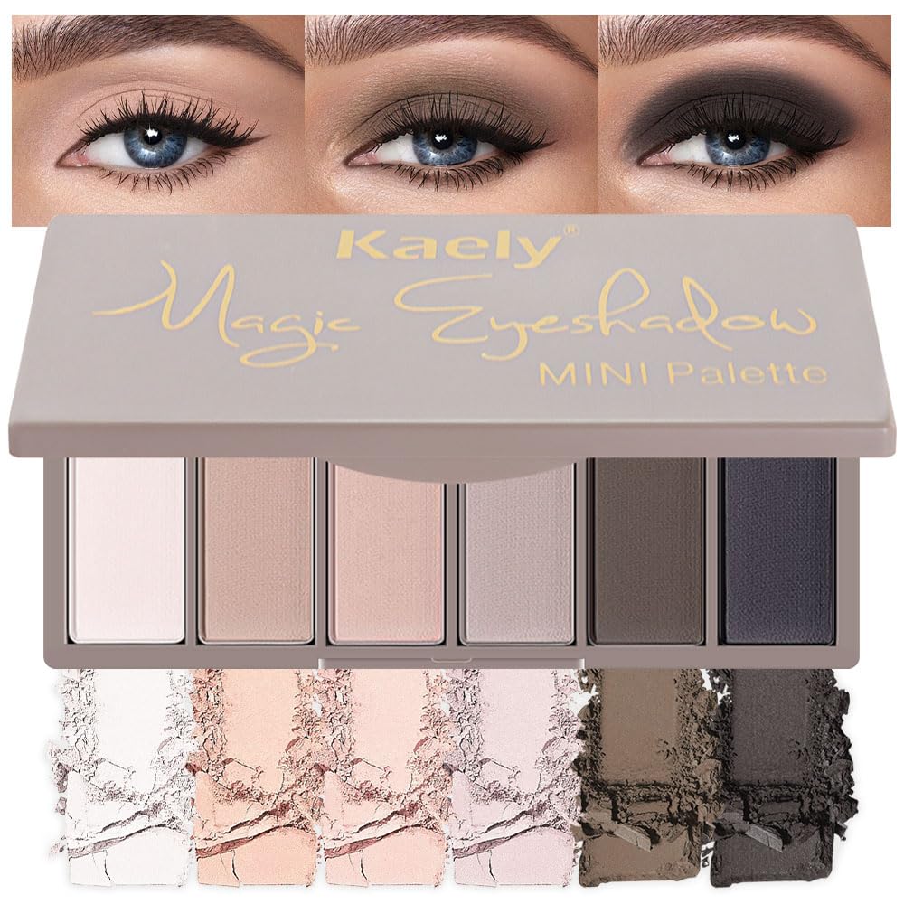 Kaely 6 Color Mini Nude Eyeshadow Palette Makeup, Highly Pigmented Eye Shadow Palette Waterproof, Natural Matte Eye Shadow Palette, paleta de sombras de ojos, Vegan & Cruelty-free, 01