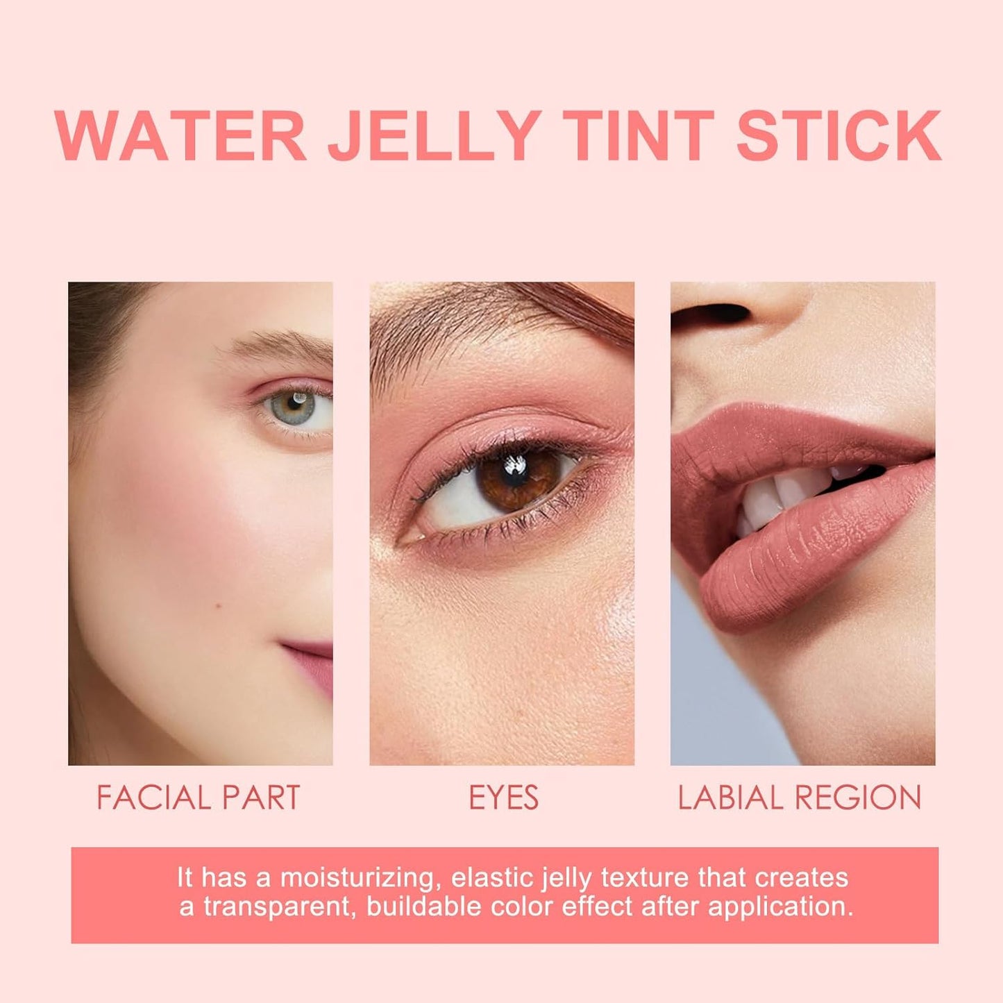 Milk Water Jelly Tint, Sheer Lip & Cheek Stain, Milk Jelly Blush Stick, Buildable Watercolor Finish, 1,000+ Swipes Per Stick. (Red)