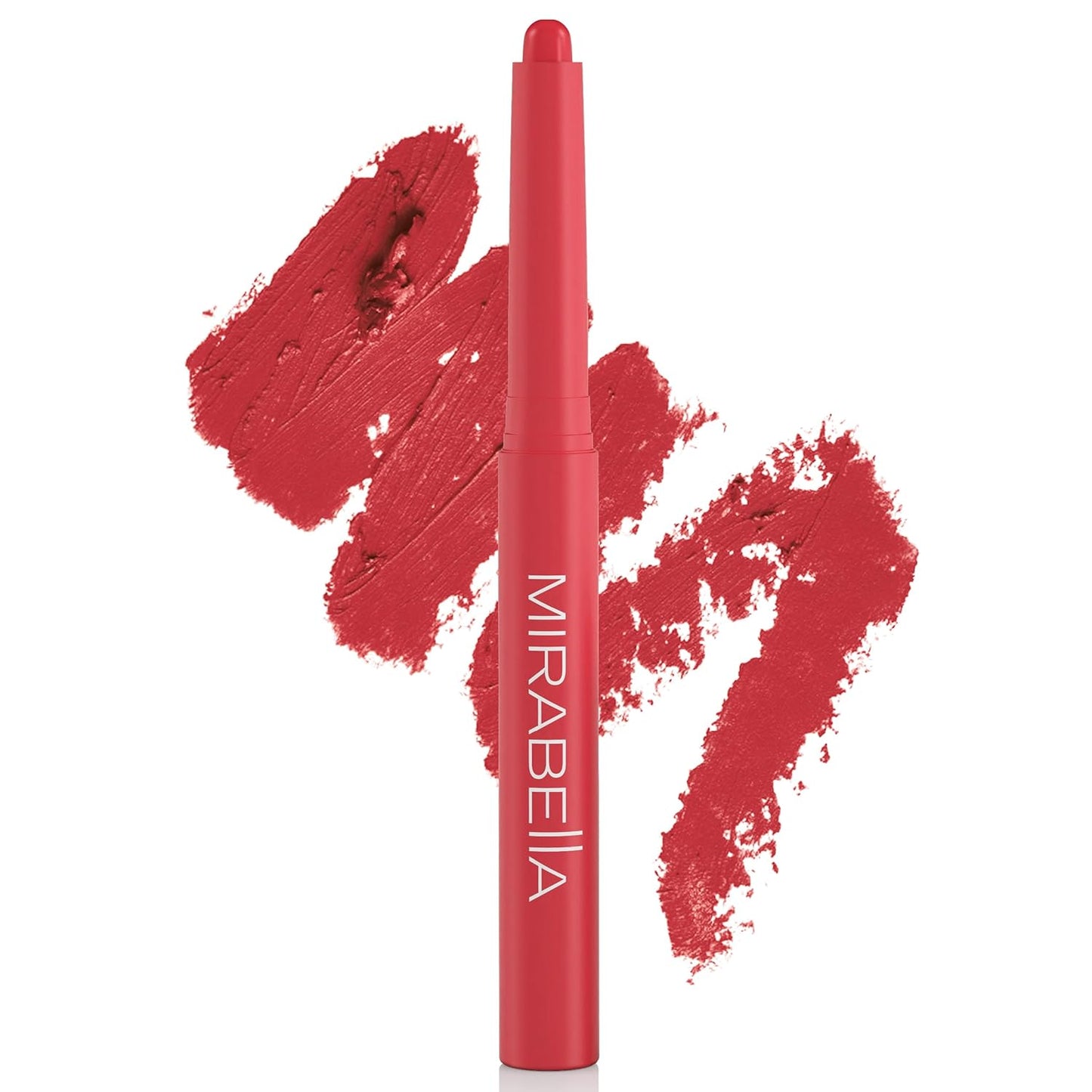 Mirabella - Velvet Matte Lip Crayon, Retractable Highly-Pigmented 2-in-1 Makeup, Long-Lasting Hydrating Lipstick Crayon + Lip Liner, Moisturizing Cream-to-Matte Lipcare Formula, Sunset Coral