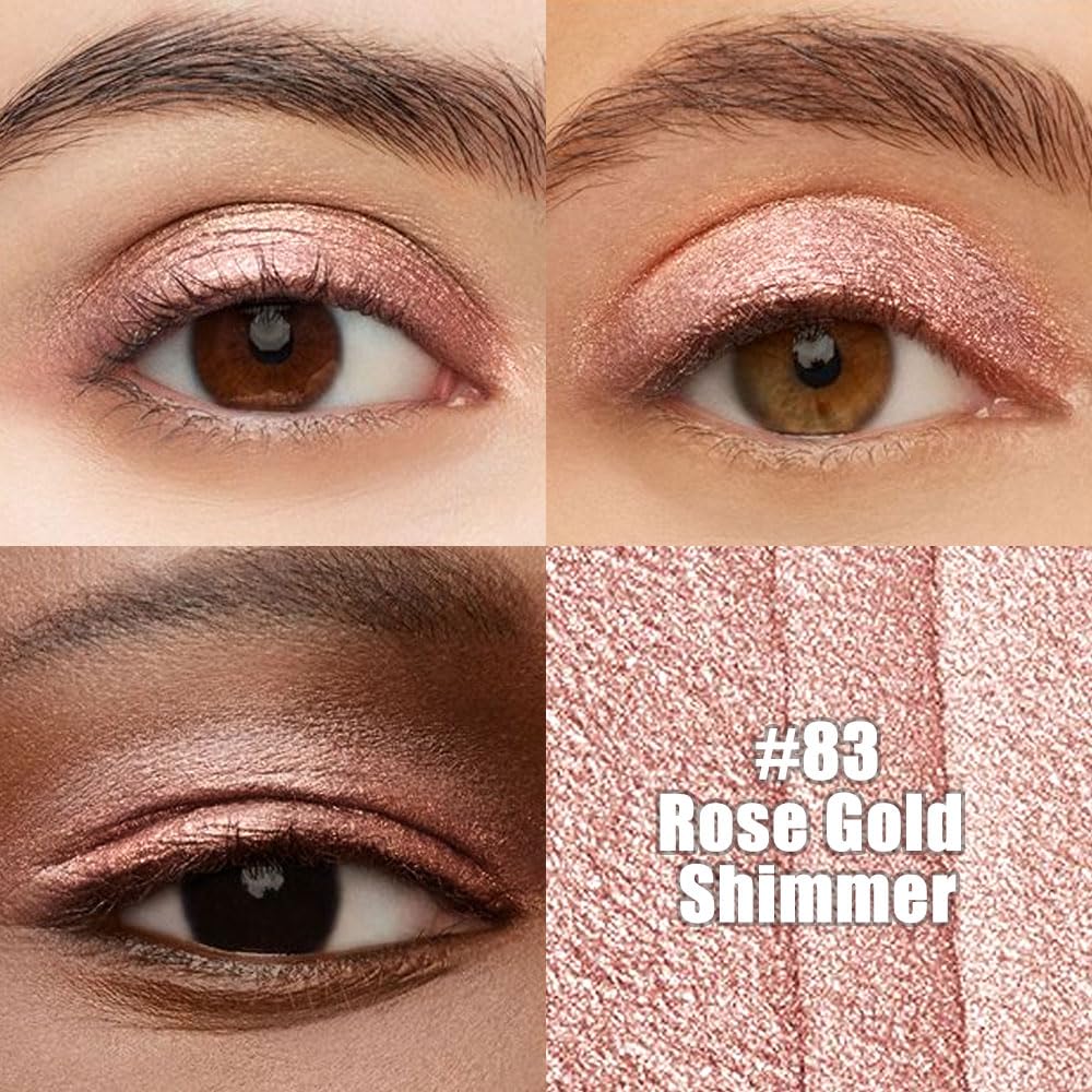 evpct Rose Gold Pearl Cream Eye Shadow Sticks Brightener Pencil for Women, Rose Gold Shimmer Silky Eyeshadow Applicator Stick Pen Waterproof, Blendable Crease-Proof Stick Eyeshadow Pearl Eye Makeup 83