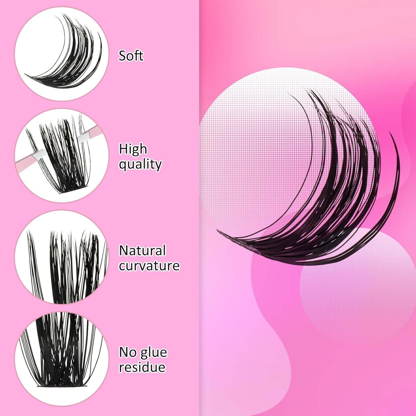 FADLASH Cluster Lashes D Curl Wispy Individual Lashes DIY Eyelash Extension Natural Look Reusable Fluffy Cluster Eyelash Extensions Self Application at Home （80D-0.07D-12-18MIX)