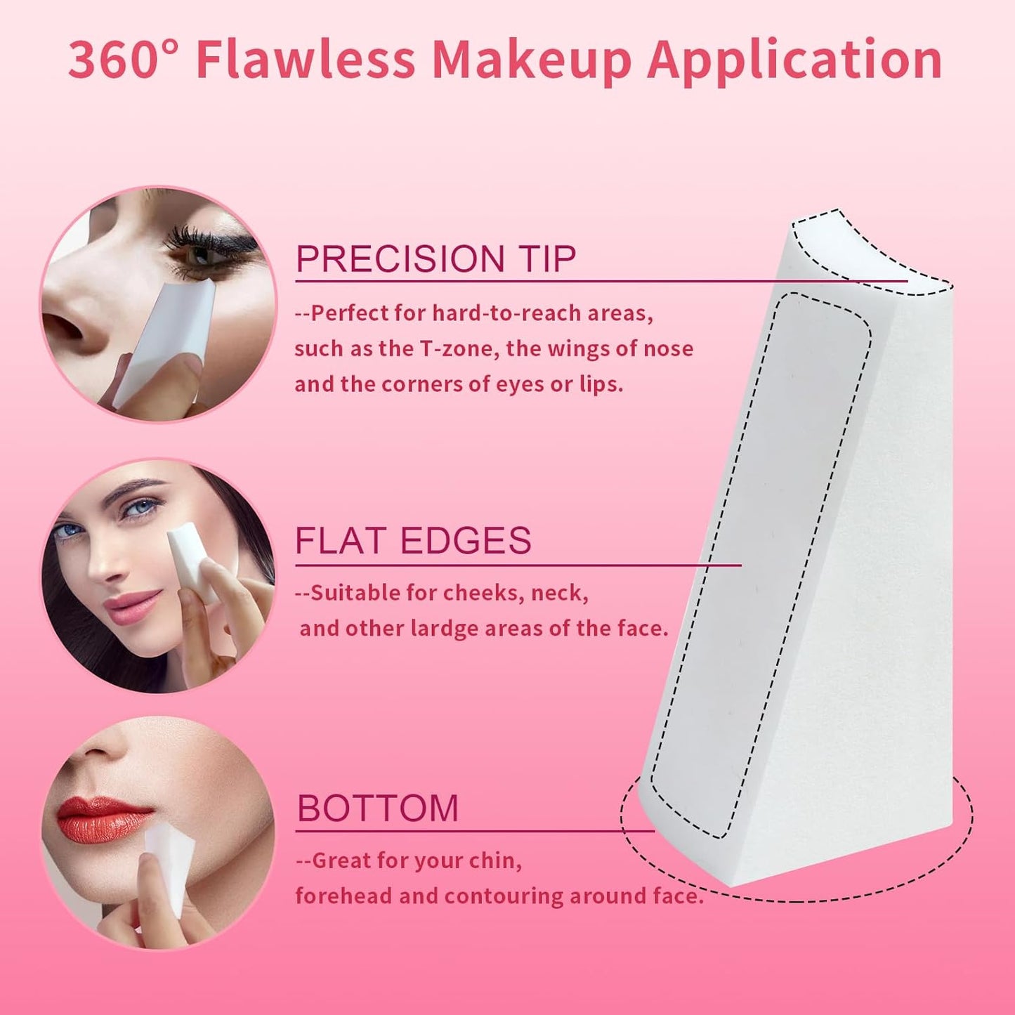 540 Pcs New Makeup Sponges Wedges for Face Foundation, Latex-Free Triangle Cosmetic Make Up Sponge for Flawless Application and Blending, Beauty Blender for All Skin Types with Ten Pouches