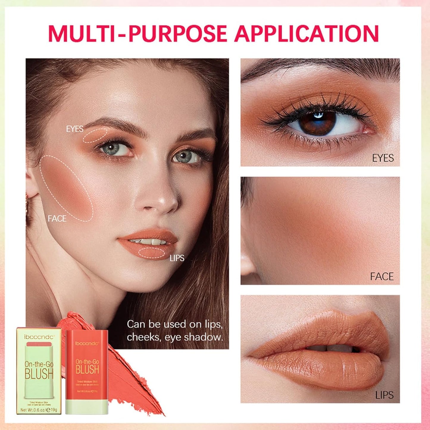 Cream Red Blush Stick,Multi-Use Makeup Milk Blush Stick,Long Lasting Natural Blush Makeup 2-in-1 Cheek and Lip Tint,Waterproof Vegan Tinted Moisturizer Matte Blush Stick for Cheeks and Lip