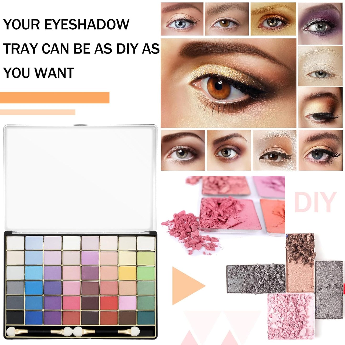 3 Pcs Large Empty Magnetic Eyeshadow Palette Cosmetics Pan with Clear Top DIY Eyeshadow Pan Cosmetics Dispensing Storage Box for DIY Eyeshadow Lipstick Pigment Blush 9.25 x 6.57 x 0.47 Inch