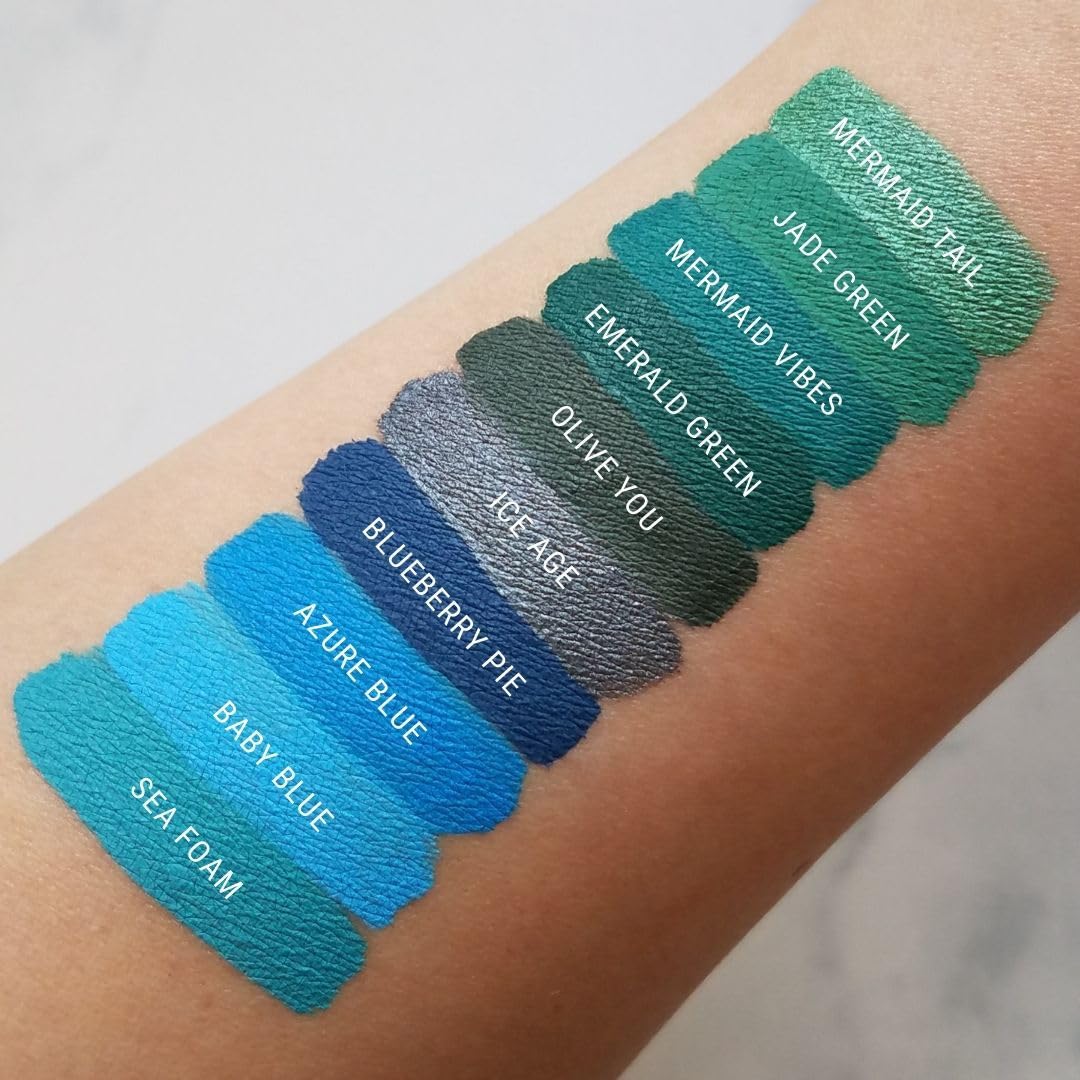 Aromi Green Metallic Liquid Lipstick | Turquoise Teal-Green Lip Color with Shimmery Finish, Vegan, Cruelty-free, Smudge Proof, Long-lasting, Handmade (Mermaid Tail)