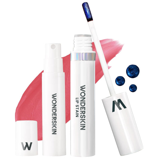 Wonderskin Wonder Blading All Day Lip Stain Peel Off Masque and Reveal Kit - Long Lasting, Waterproof Pink Lip Tint, Transfer Proof Natural Makeup Stain Kit (Romance)
