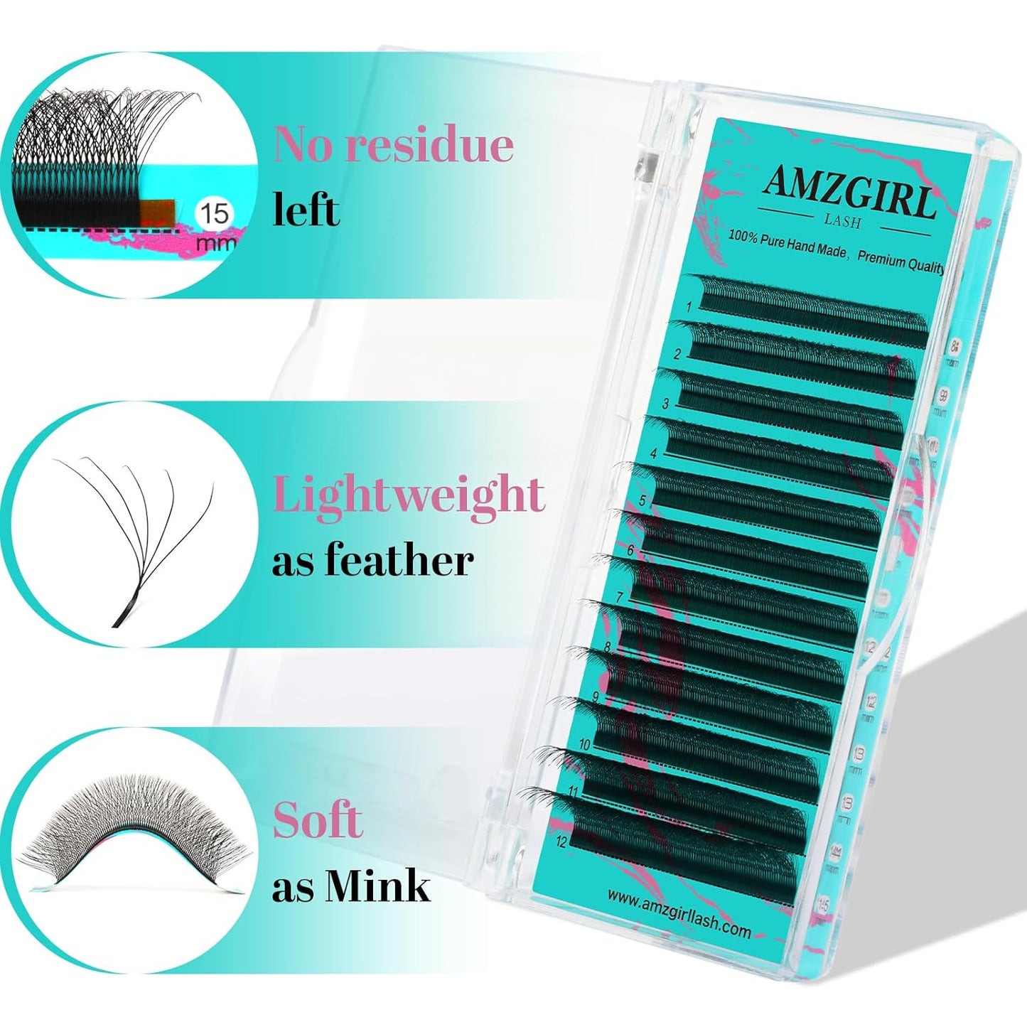 Eyelash Extensions 5DW C Curl,Lash Extensions Mixed Tray Supplies Individual Lashes Premium Classic Lash Soft Matte Dark Professional Eyelashes Extension(8-15mm)