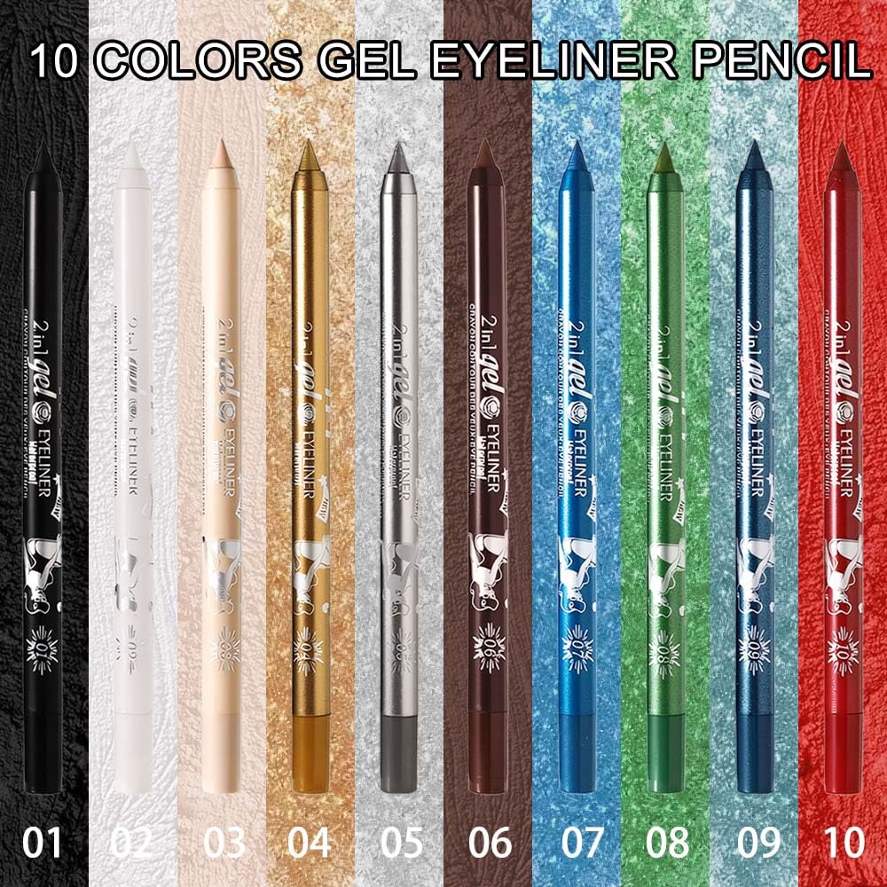 evpct 1Pcs Black Color Gel Glitter Eyeliner Pencils Set for Women Waterline Waterproof Smudge Proof lapiz de ojos delineador de ojos contra el agua Eye Liner Makeup,01# Black