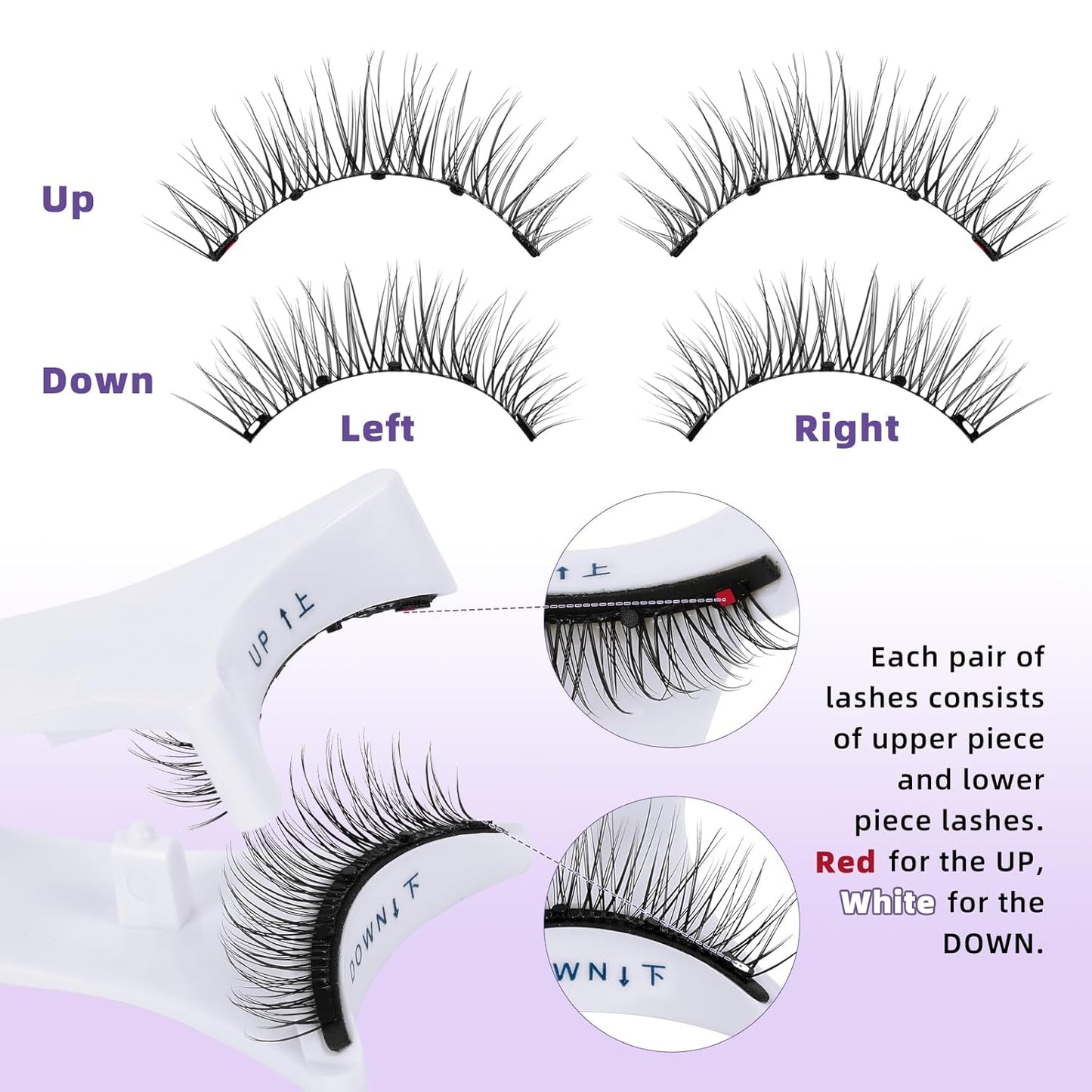 B&Qaugen Magnetic Eyelashes with Applicator Lashes Reusable Glue-Free Natural Look Cluster Kit Easy to Wear and Remove（M03）