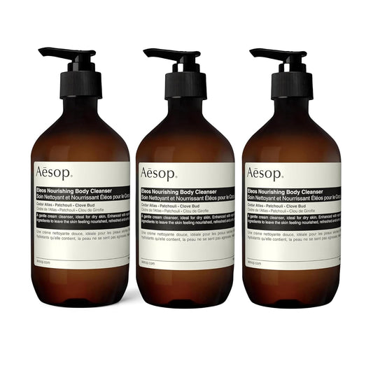 Aesop Eleos Nourishing Body Cleanser | Hydrating Ingredients For Refreshed, Soft Skin | Enriched With Emollients, Humectants, Purifying Botanicals | 500mL / 16.9oz (Pack of 3)