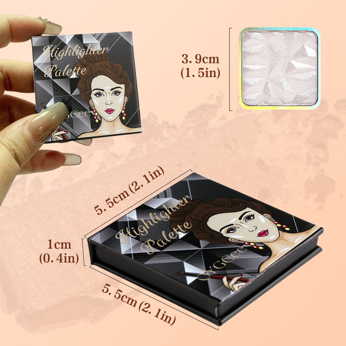 Shimmer Highlighter Palette Brown Color for Black Women,Highlight Makeup for Face/Body,Long Lasting Glow Illuminate Powder for Medium Skin,Highlighting Contour Palettes,Cruelty-Free