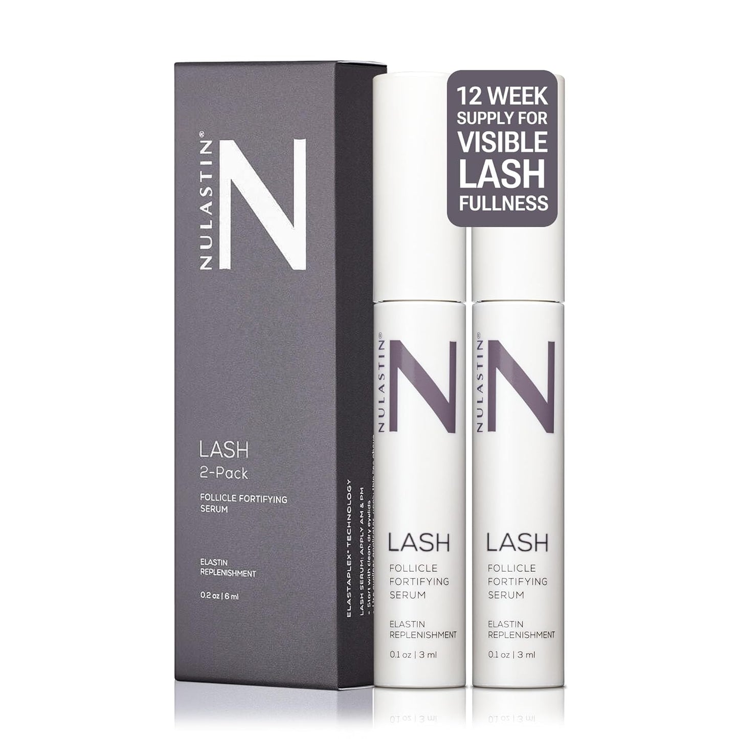 NULASTIN Follicle Fortifying Lash Serum - Clinically Tested Eyelash Enhancing Serum - Nourishes & Repairs to Promote Longer-Looking Lashes - Enriched with Hair-Strengthening Ingredients (2 Count)