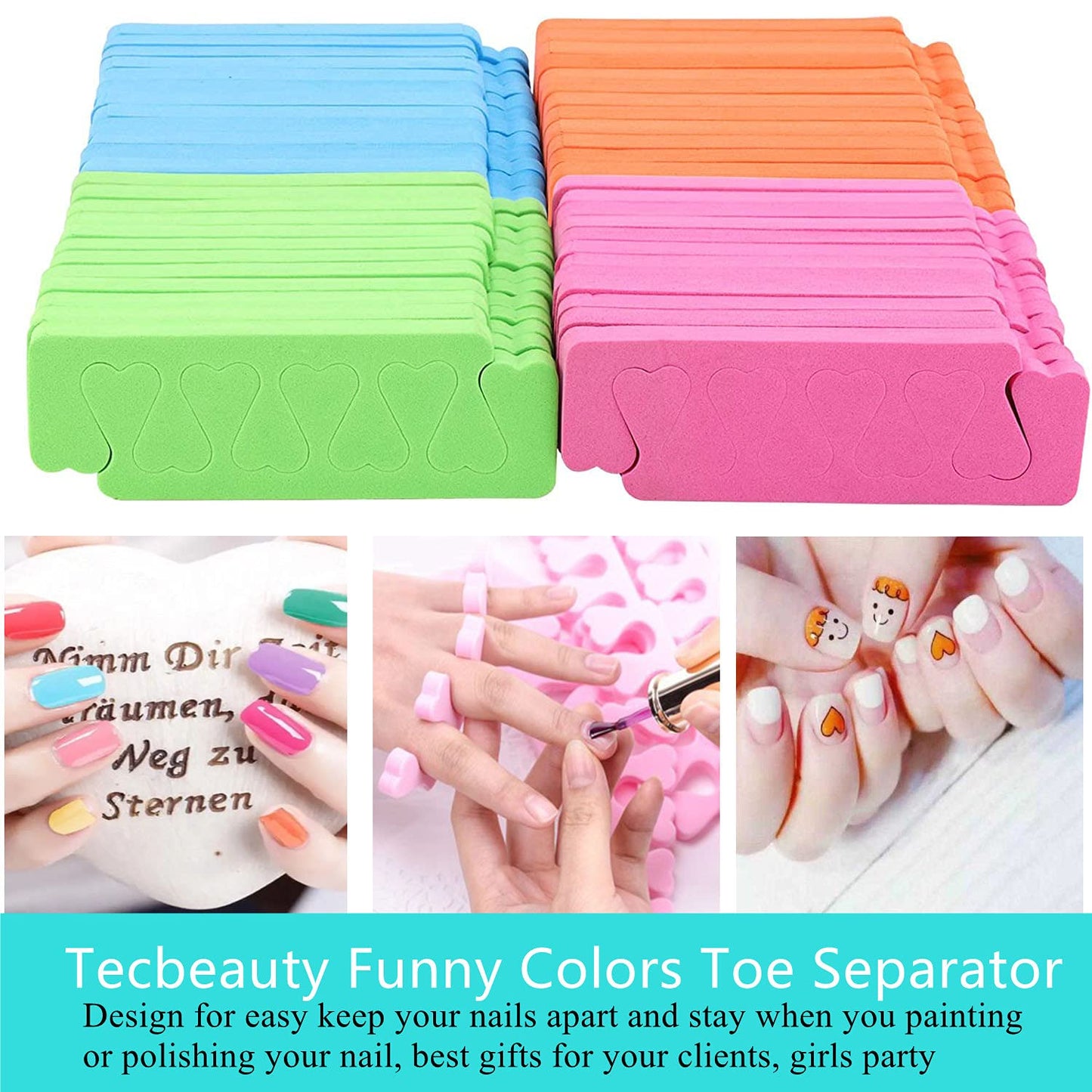 48pcs Sponge Toe Separators Pedicure Set for Nail Polish- Premium Nail Art Painting and Polishing Tool Kit, 4 Funy Color