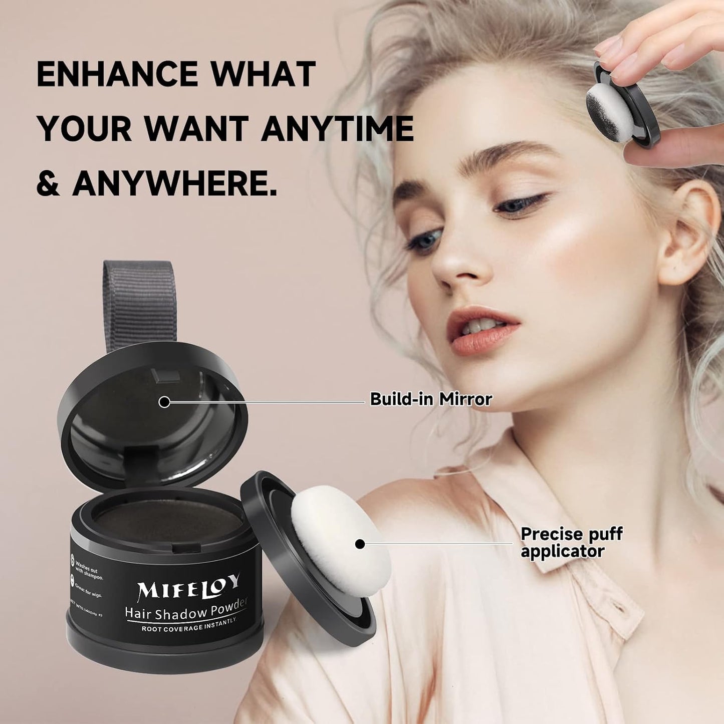 Touch Up Hair Color for Grey Roots, Concealer for Beard Line and Eyebrows, Instantly Conceals Thinning Hair and Hairline, Dark Grey