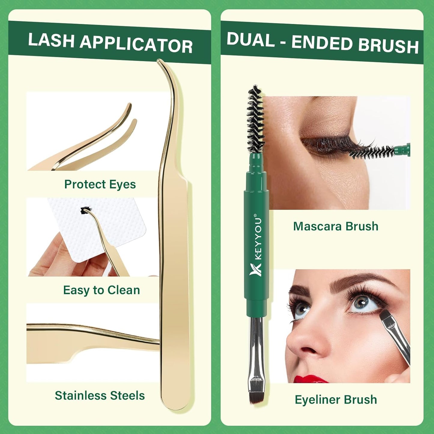 DIY Lash Extension Kit 144pcs 8-18MIX Lash Clusters with Super Hold Mascara Brush Bond and Seal Lash Remover Lash Applicators Lash Brush for KEYYOU DIY Lash Kit (Y10 Kit)