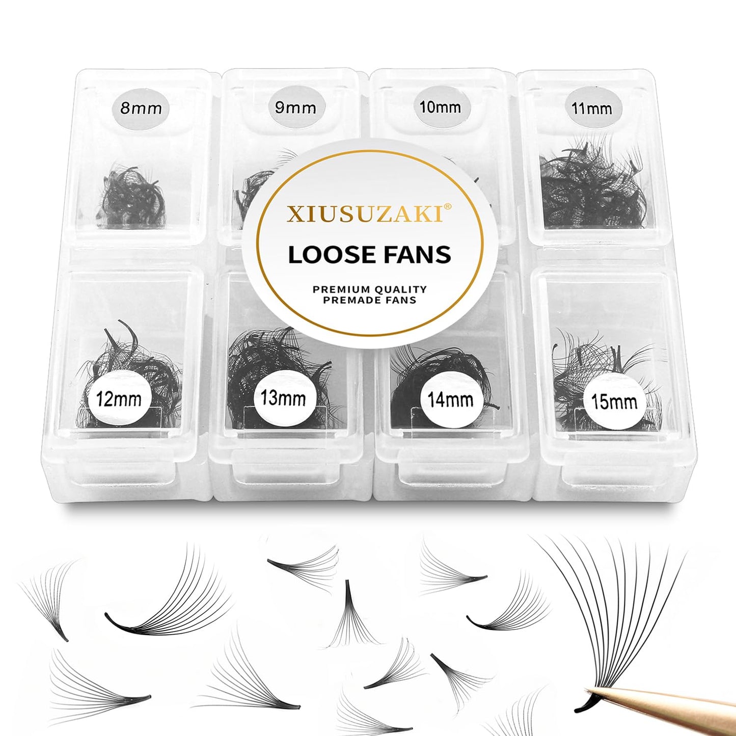 Premade Fans Eyelash Extensions 600 Fans 12D Volume Lash Extensions 0.05 Thickness Eyelash Extension C Curl Premade Lash Fans Mix 8-15mm Fluffy Soft Handmade Loose Fan(600Fans-12D-0.05-C,8-15mm)