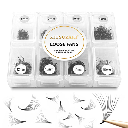 Premade Fans Eyelash Extensions - 600 Fans, 16D Volume, 0.03mm Thickness, C Curl, Fluffy Soft Mix (8-15mm)