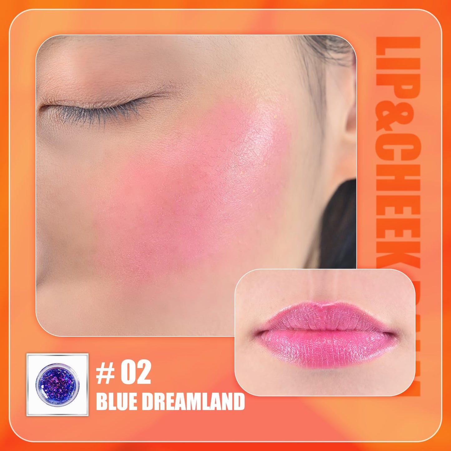 CHARMACY Magic Color Lip & Cheek Balm, PH Color Changing Blusher for Cheeks, Long Lasting Moisturizing Multi Use cream Waterproof Blush Makeup, BLUE DREAMLAND (#02)