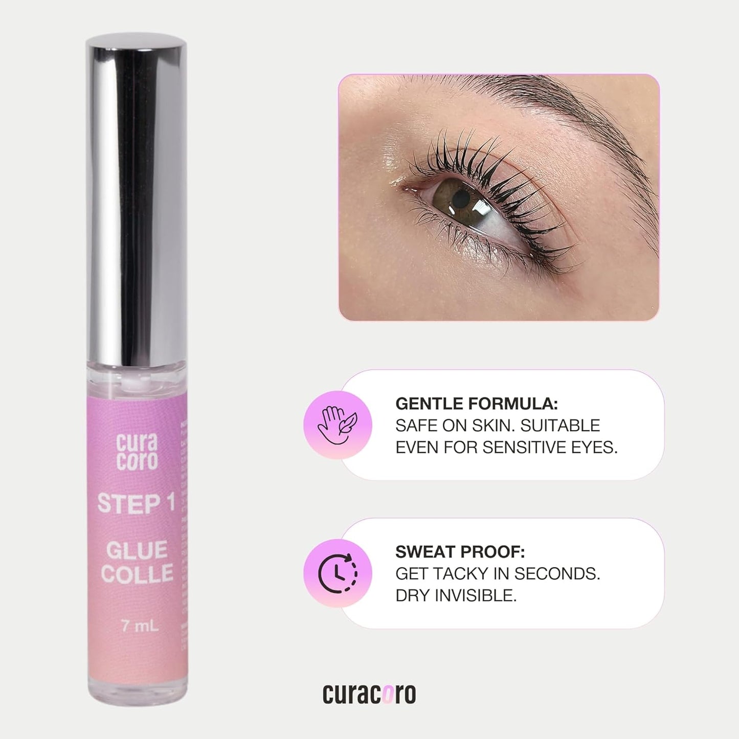 Curacoro Lash Lift Perm Lotion - Professional Eyelash Perm Kit, Semi-Permanent Lash Curling, Nourishing Collagen, Hygiene Safe & Easy to Clean, Professional Use (Step 2)