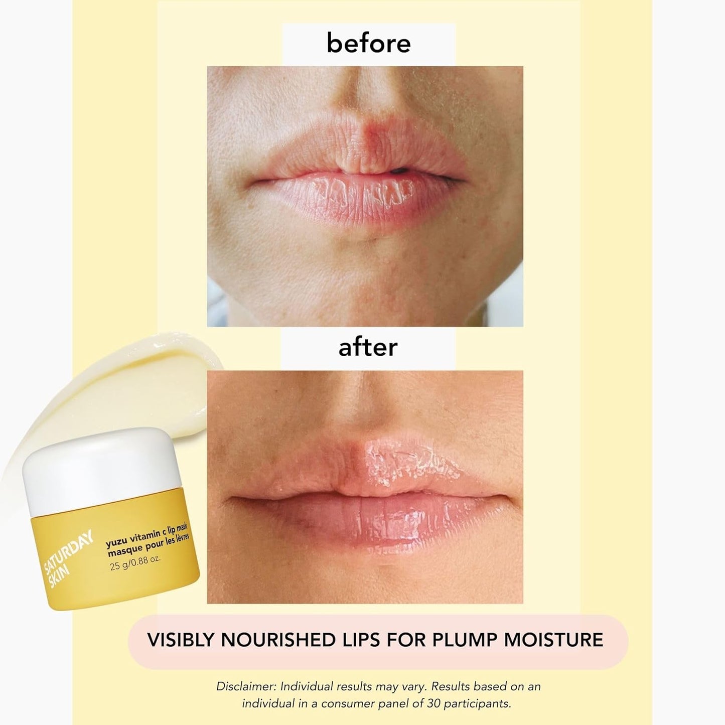 Saturday Skin Yuzu Vitamin C Lip Mask Overnight Lip Sleeping Mask Moisturizing For All Skin Types Softer & Smoother Pout Lip Balm Hydrating Infused with Vitamin B5 Non-Sticky, Vegan & Cruelty-Free