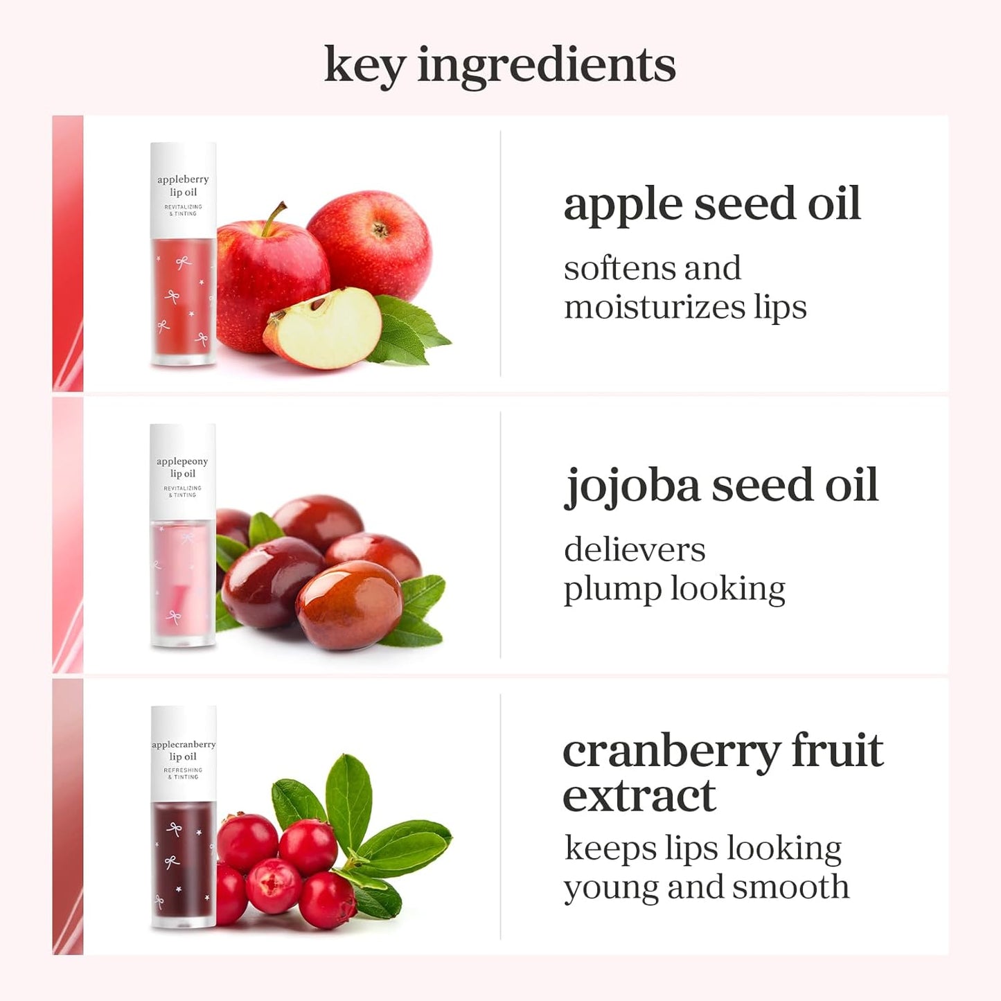NOONI Korean Lip Oil Gift Set - Apple Seed Lip Oil Trio | Korean Lip Stain Long Lasting Hydration, Moisturizing, Glowing Korean Lip, Plumping, Gift for holiday, Christmas, 0.12 Fl. Oz. x 3ea