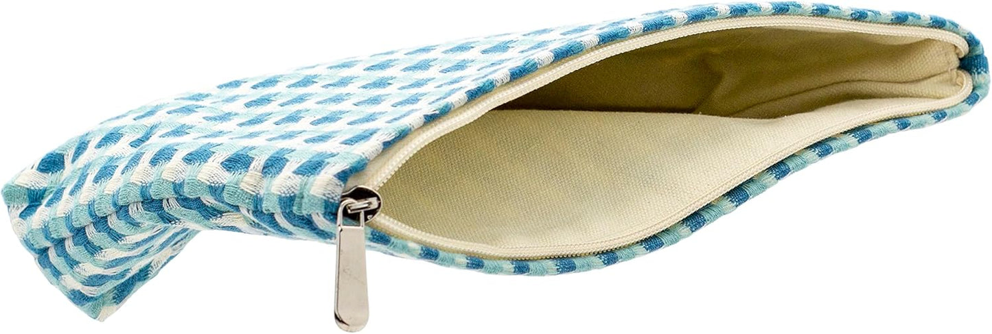 Makeup Bags for Purse Zipper Cosmetic Pouch Large Travel Canvas Make Up Organizer Tool Pouch for Women and Girls,Grid Green