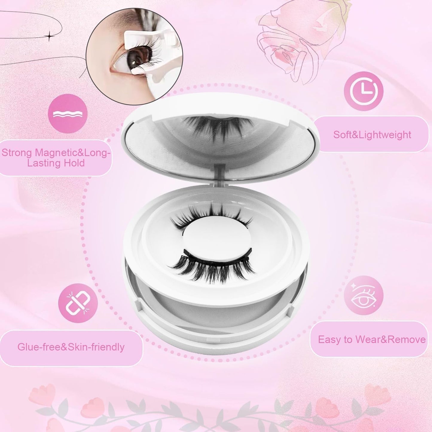 Ginani Magnetic Lashes,Magnetic Eyelashes with Applicator,2025 New Reusable Magnetic Lashes Natural Look No Glue or Liner Needed(Natural+Natural)
