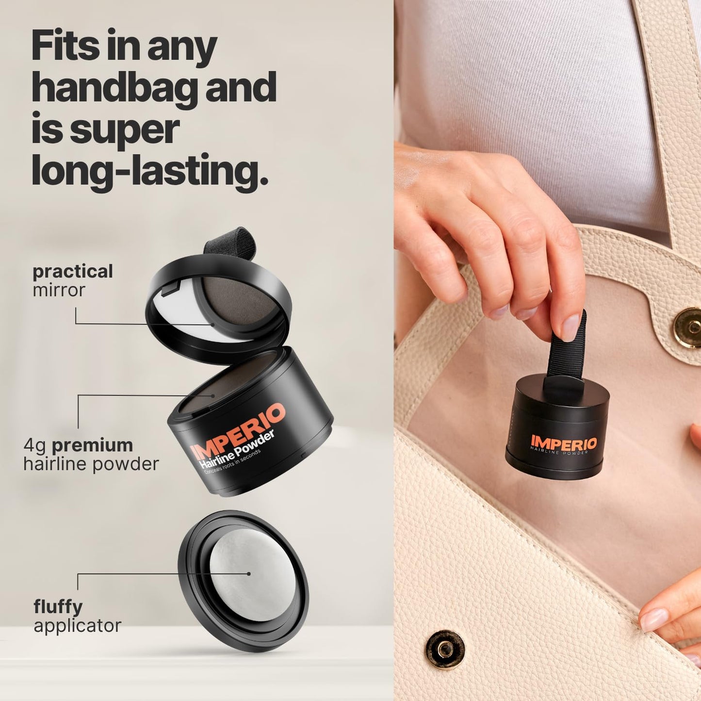 IMPERIO Root Touch Up Hair Powder for Concealing Hair Loss instantly - Hairline Powder for Women & Men - Water resistant Root Cover Up for Thinning Hair in Premium Hairdressing Quality (Dark Gray)