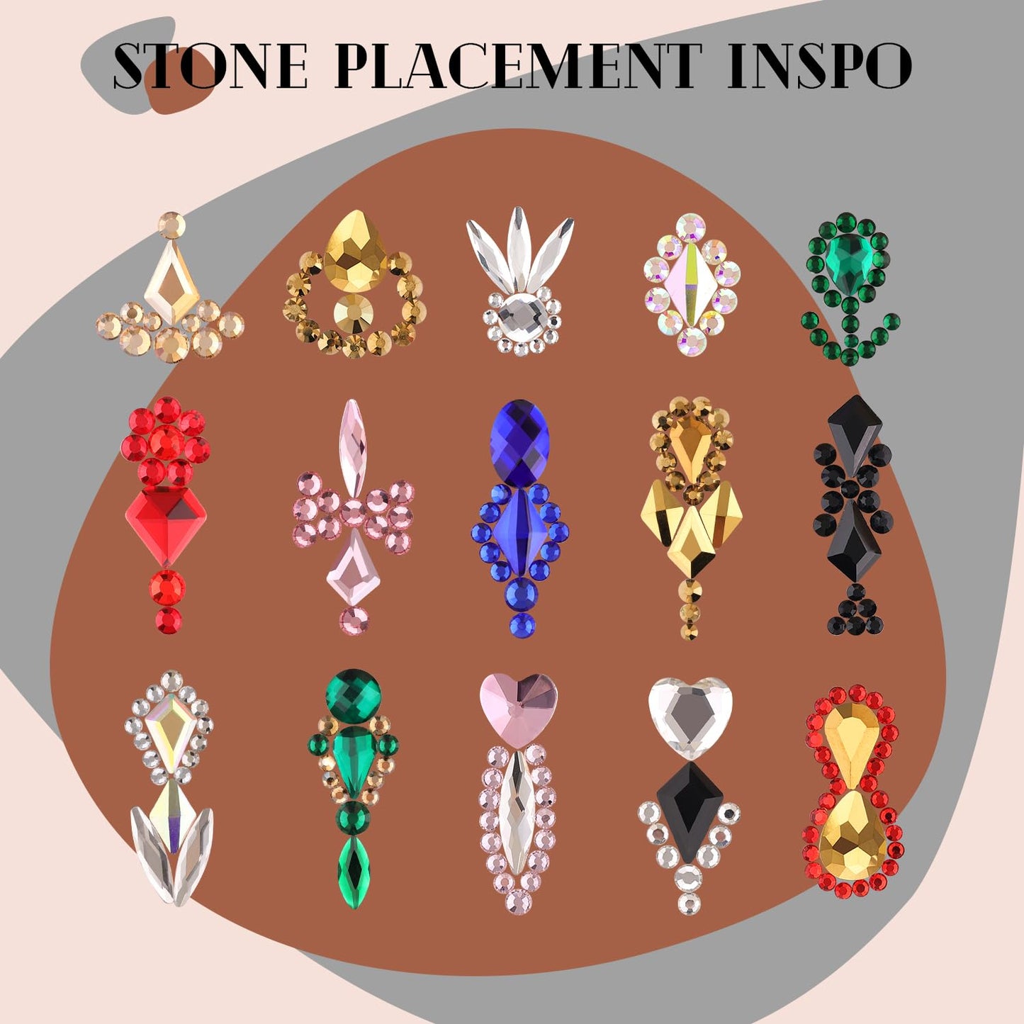 3220Pcs Emerald Green Glass Nail Rhinestones 120Pcs Multi Shapes Flatback Nail Gems +3100Pcs 1.5-4mm Round Crystal with Rhinestones Glue Gel, Manicure Nail Charms Diamond Gemstones for Nail Art