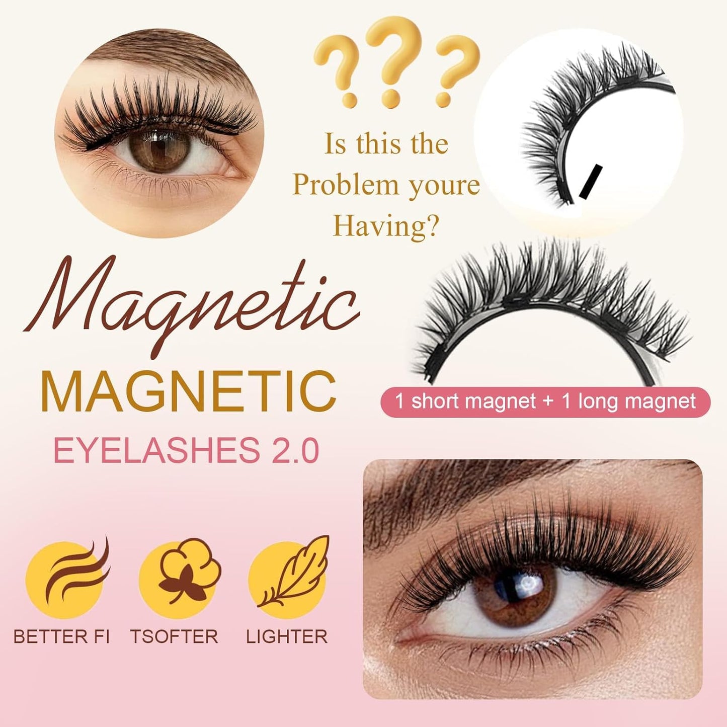Ealra Craft Magnetic Eyelashes with Applicator,Lumentes Magnetic Eyelashes,3D Soft Flex,Reusable No Glue Needed Soft Lashes for Wmen with All-Day Wear(Natural#04+Fuller#05)
