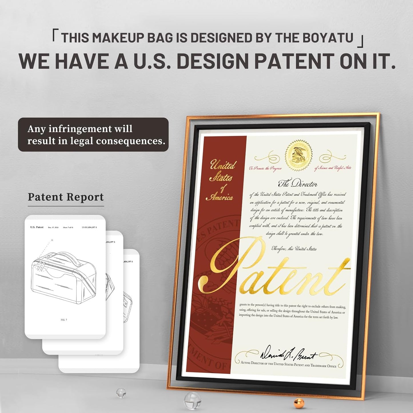 BOYATU Travel Makeup Bags for Women: Large Makeup Organizer - 3 Pcs Make up Bags Set - Vegan Leather Cosmetic Bag with Protable Handle & Divider (L18 Beige)