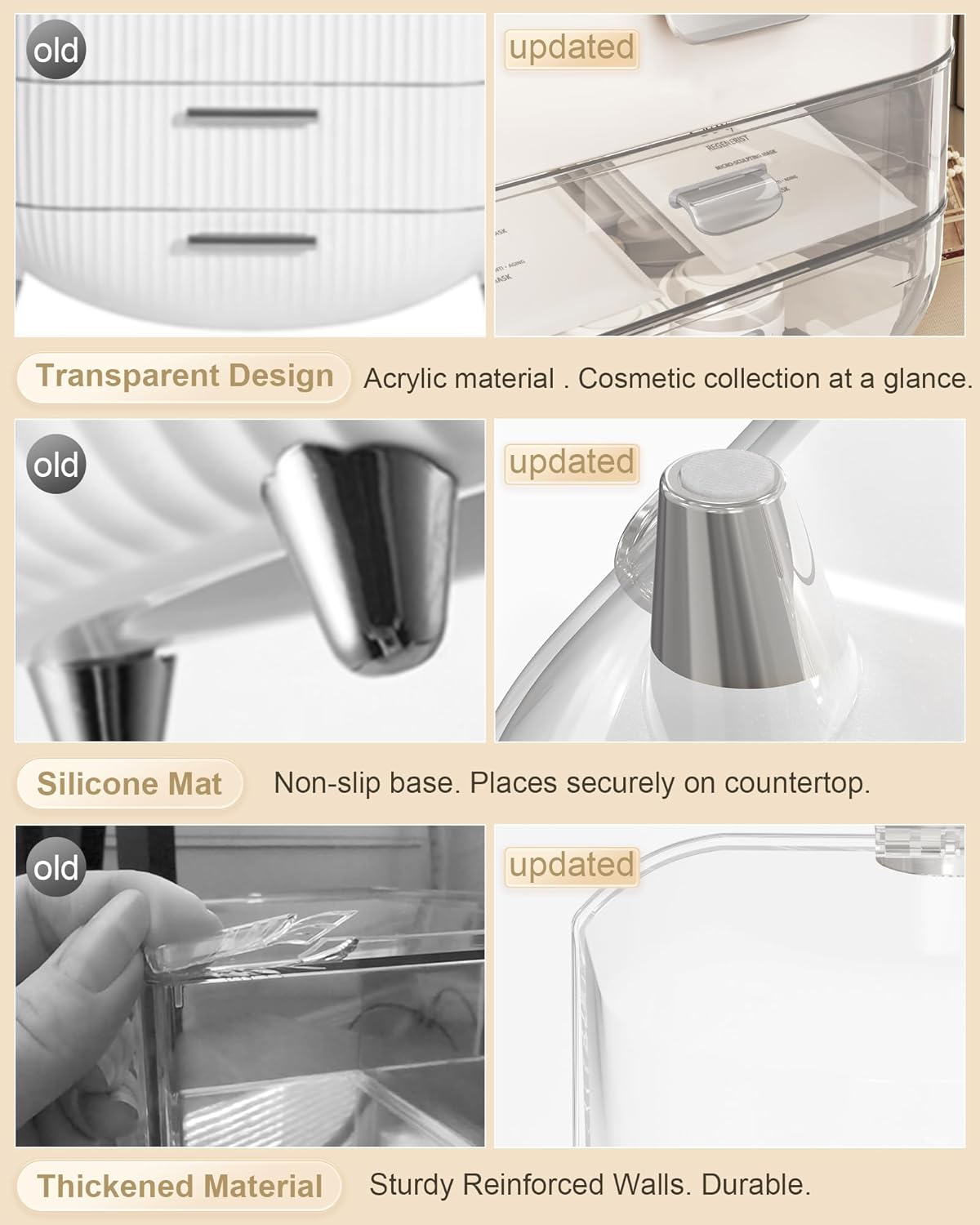 Makeup Organizer, Skincare Holder Bathroom Counter Organizer, Storage Box Cosmetic Display Cases, Teen Girl Gifts Trendy Stuff Make up Organizers for Vanity, Dresser, Countertop (Silver)