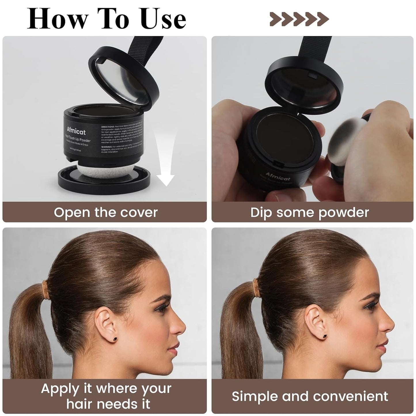 Instant Hairline Powder, Root Touch Up Hair Color for Gray Coverage and Thinning Hair, Root Cover Up Conceals Hair Loss & Bald Spots, Natural and Non-Greasy Hair Color for Women & Men, Black