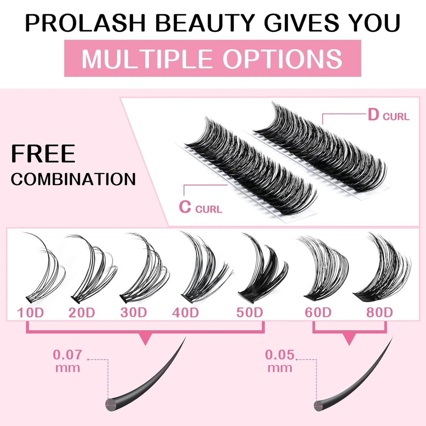 Individual Lashes 60D Mixed 0.05 Lash Clusters 14 Rows that Look Like Eyelash Extensions DIY Lash Extension Self Application At Home (60D-D-9-16mix)