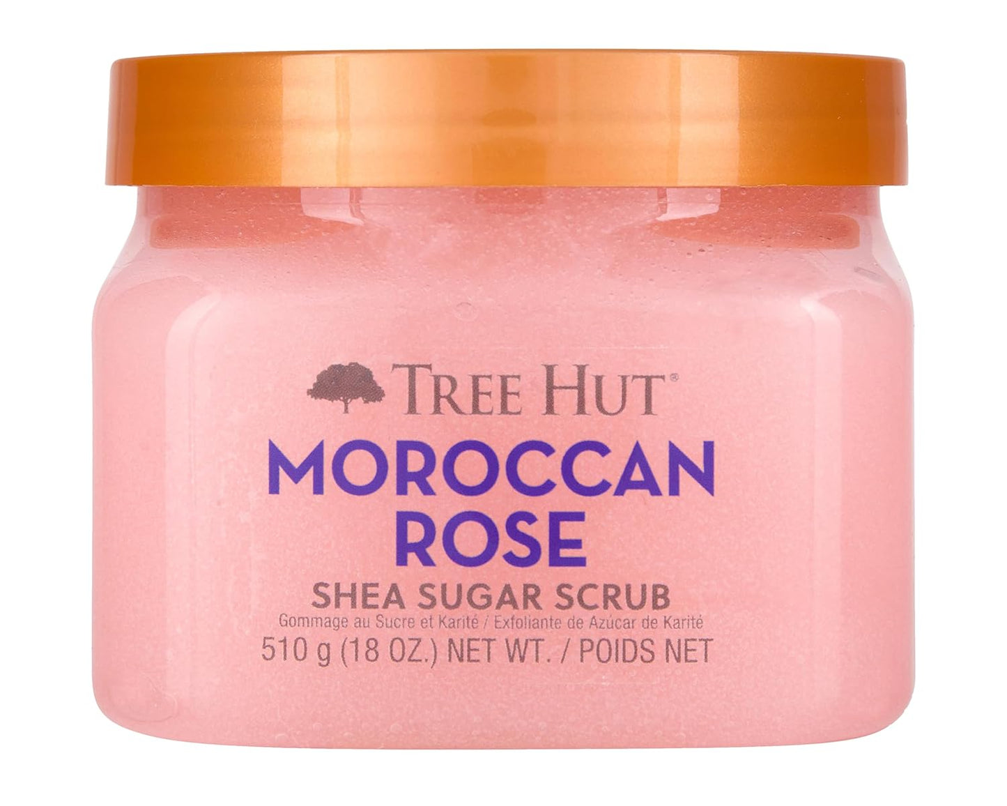 Tree Hut Moroccan Rose Shea Sugar Scrub | Exfoliating Body Scrub Removes Dead, Dry Skin for a Soft & Hydrated Feel | Nourishing Essential Body Care | 18 fl oz.