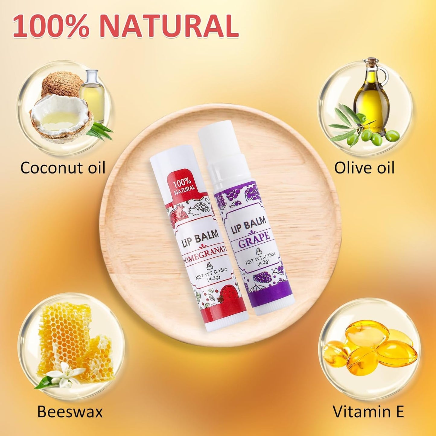 64 Pack Lip Balm, Natural Lip Balm Bulk with Vitamin E and Coconut Oil, Bulk Moisturizing Lip Balms for Dry Lips-16 Flavors