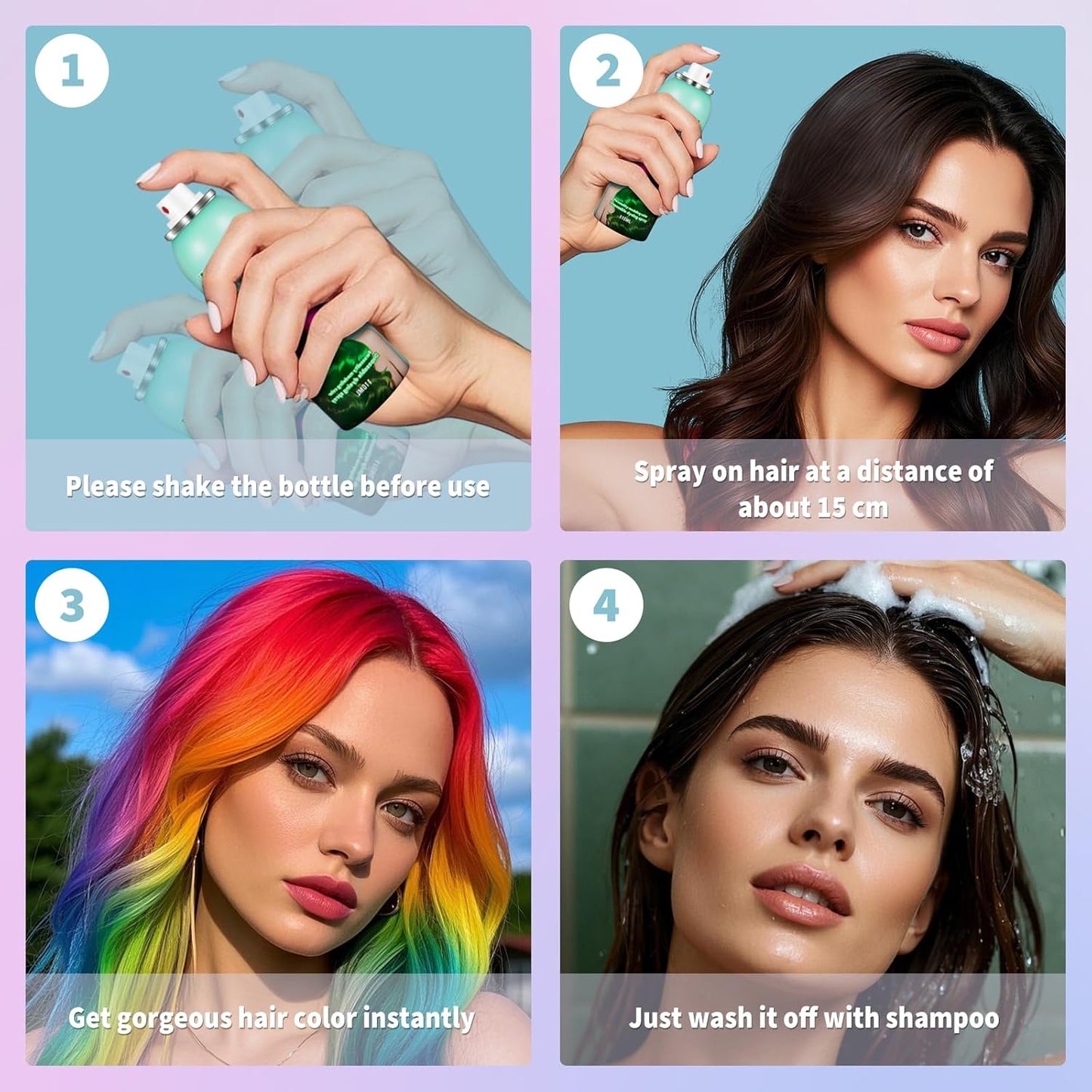 Orange Hair Spray,Hair Color Spray Dye,Temporary Hair Color Spray for Kids Women,Color Hairspray Pomades,Washable Hair Dye for Kids, Colored Hair Spray for Party,Halloween,Cosplay(Orange)