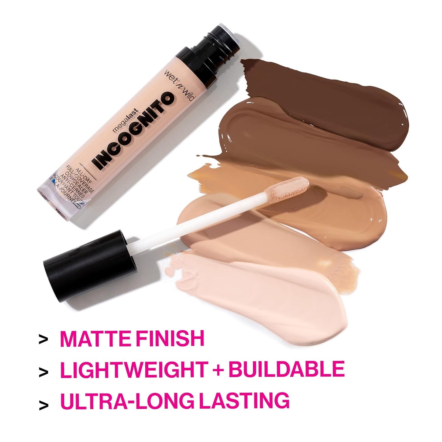 wet n wild Mega Last Incognito All-Day Full Coverage Liquid Matte Concealer, Medium Honey, 0.18 Ounce