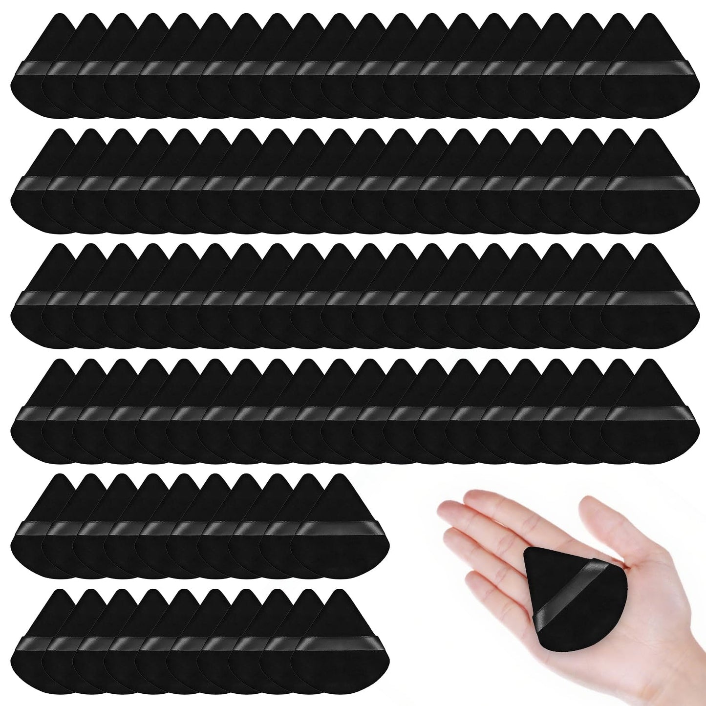 100PCS Black Triangle Powder Puff Face Makeup Powder Puffs Sponge Soft Powder Puffs for Loose Powder Cosmetic Foundation