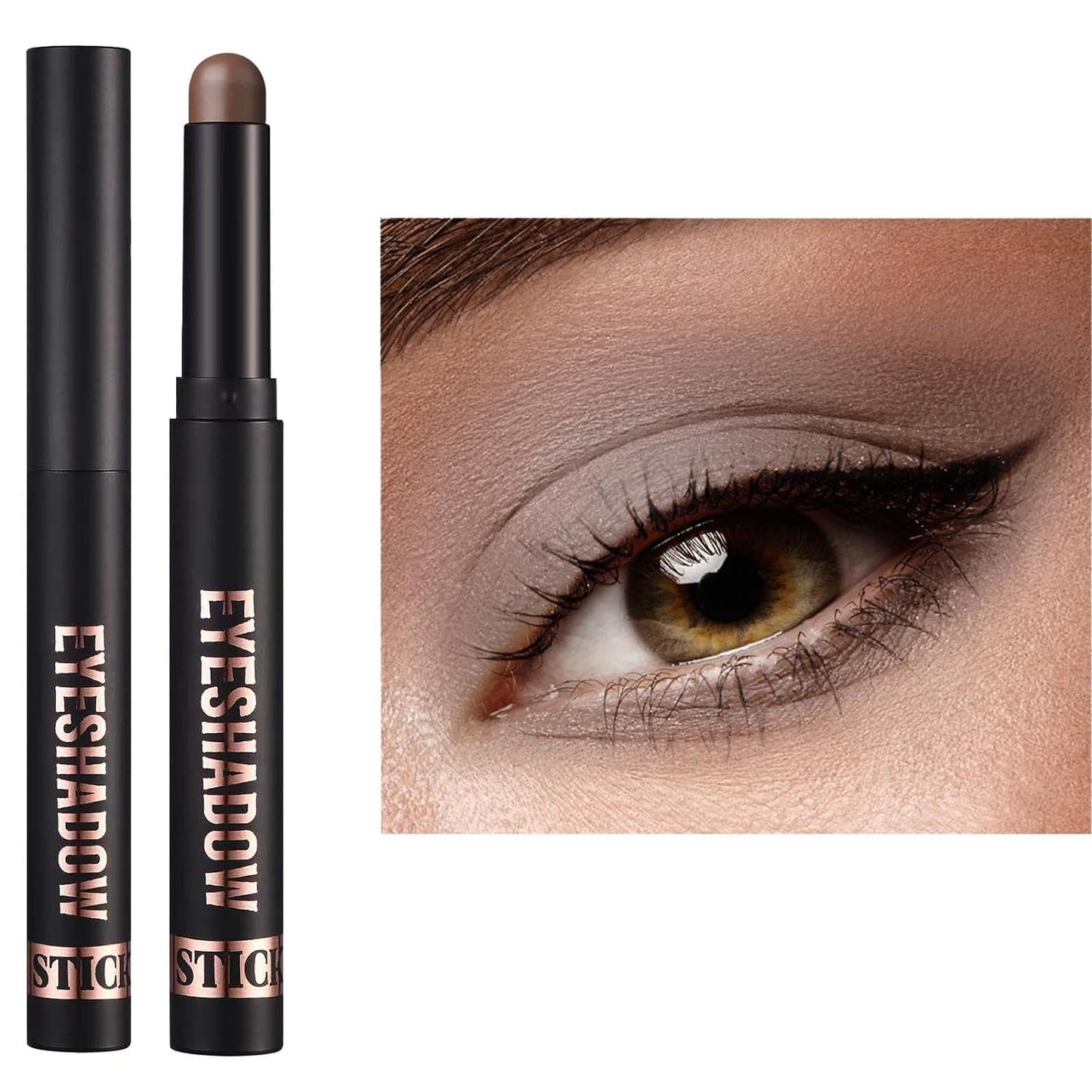 Neutral Eyeshadow Stick Cream Eyeshadow Pencil Makeup, High Pigmented Crease-proof Eye Shadow Brightener Stick, Hypoallergenic Waterproof Long Lasting Eye Highlighter stick(21# Gray Brown Matte)