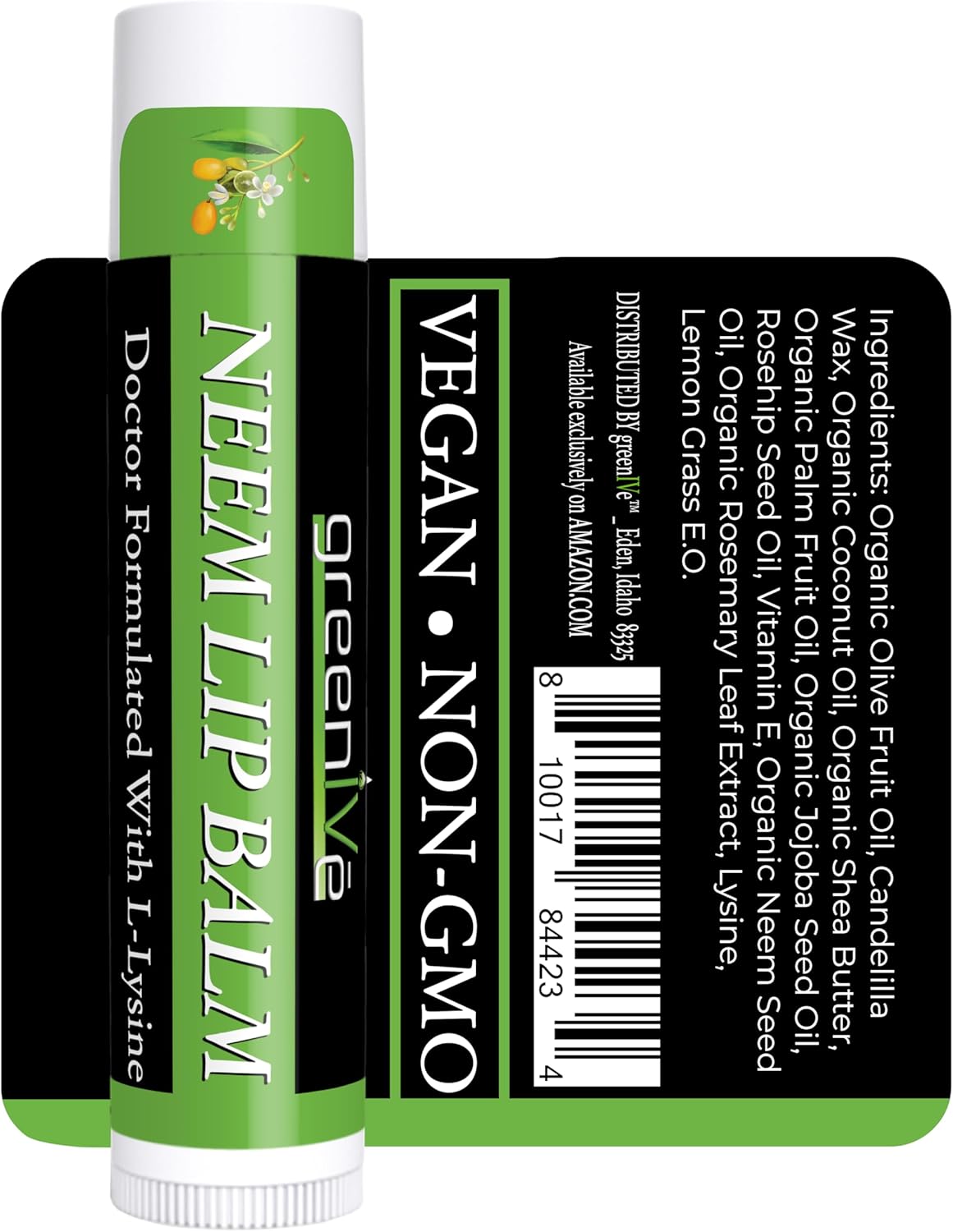 GreenIVe Neem Lip Balm, Vegan Lip Moisturizer with L-Lysine, Soothe and Soften (5)