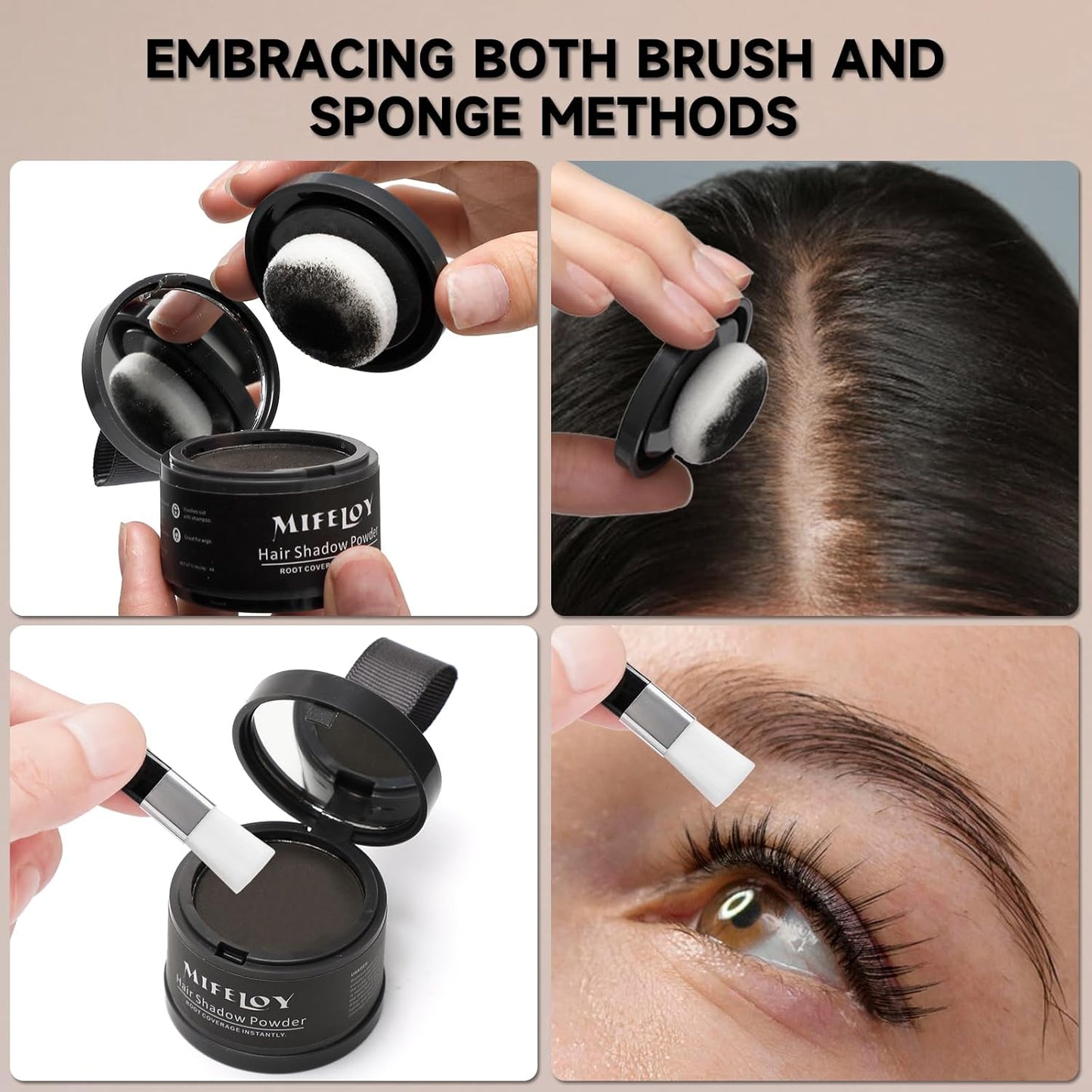 Root Touch Up Powder, Instantly Gray Hair Cover Up, Women Color Root Coverage Shadow Powder for Thinning Grey Hairline, Men Roots Concealer for Hair Loss Beard Line Eyebrow, Dark Brown