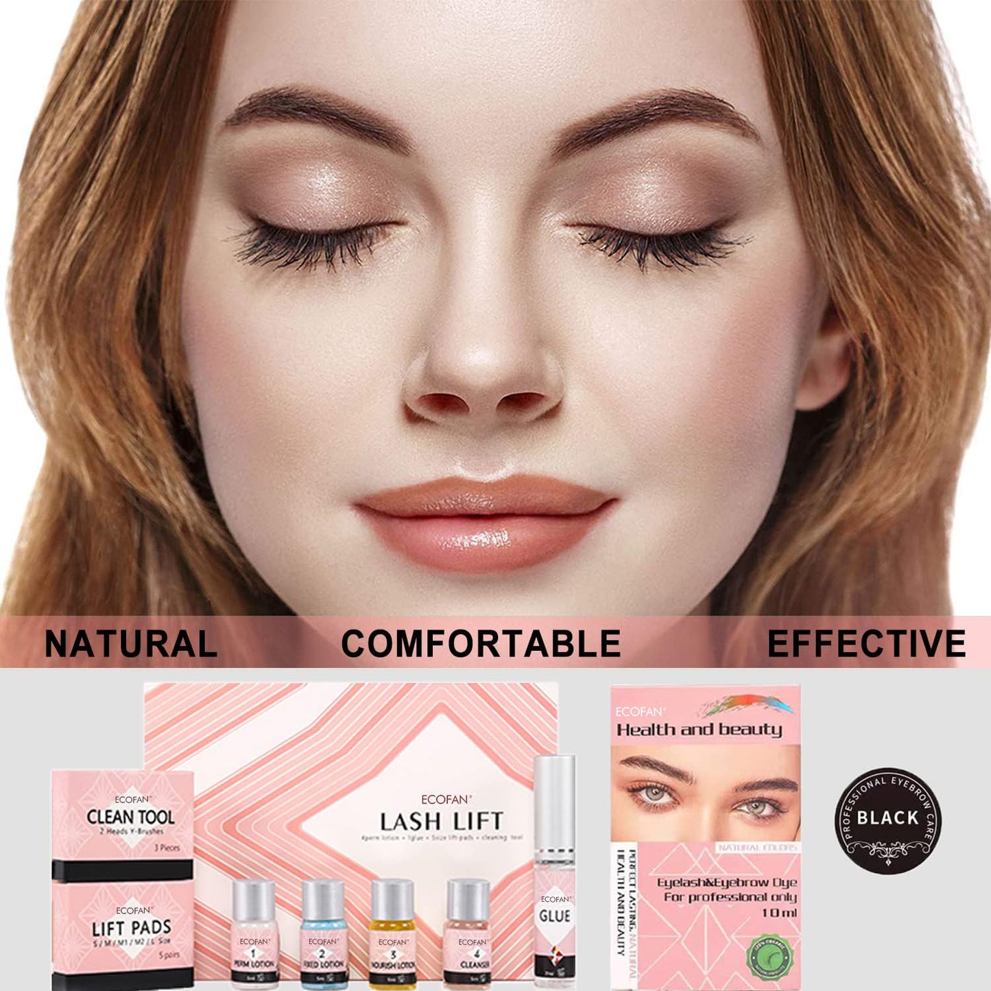 Lash Lift and Black Kit, Professional Eyelash Perm Kit and Black Eyelash & Eyebrow Set 3 in 1, Quick Lifting & Voluminous Coloring with Complete Tools Gifts for Women Salon Grade Home DIY