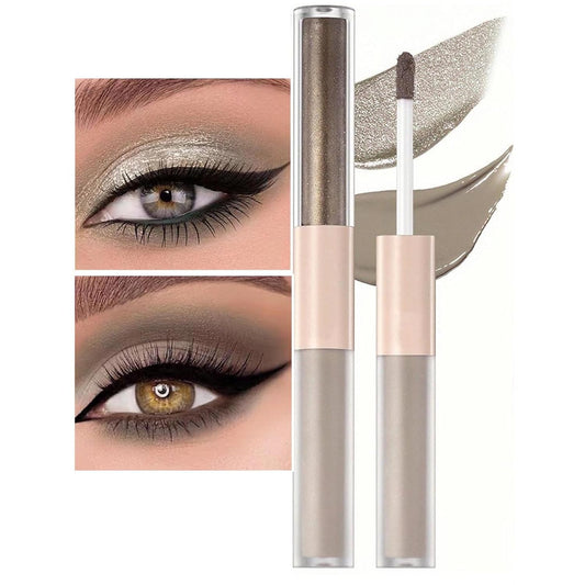 Silver Liquid Eyeshadow Matte Double Ended Glitter For Eyes Metallic Eyeshadow Pencil Primer Base Quick Drying Waterproof Long Lasting Highlight Stick Shadow Pen Eye Makeup (#2)